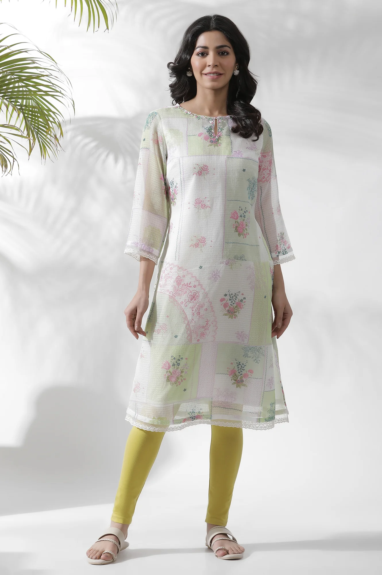 Multicolour Embroidered Beads Straight Kurta - Image 2