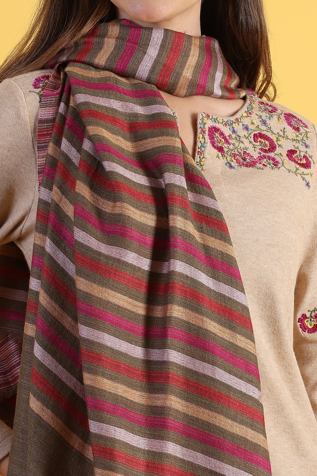 Multicolour Yarn Dyed Acrylic Shawls & Stole - Image 4