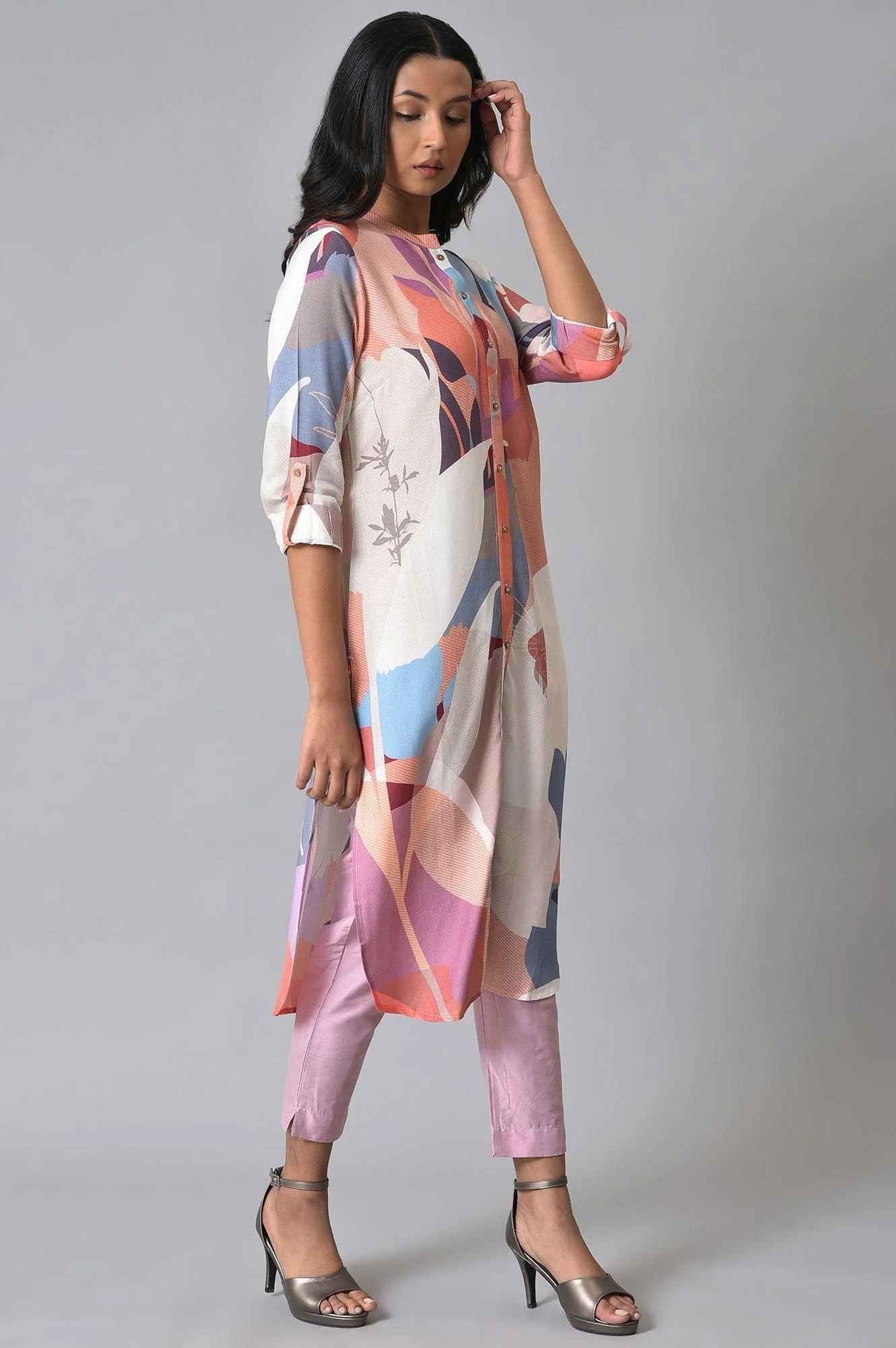 Multicoloured Printed kurta Set - Image 4