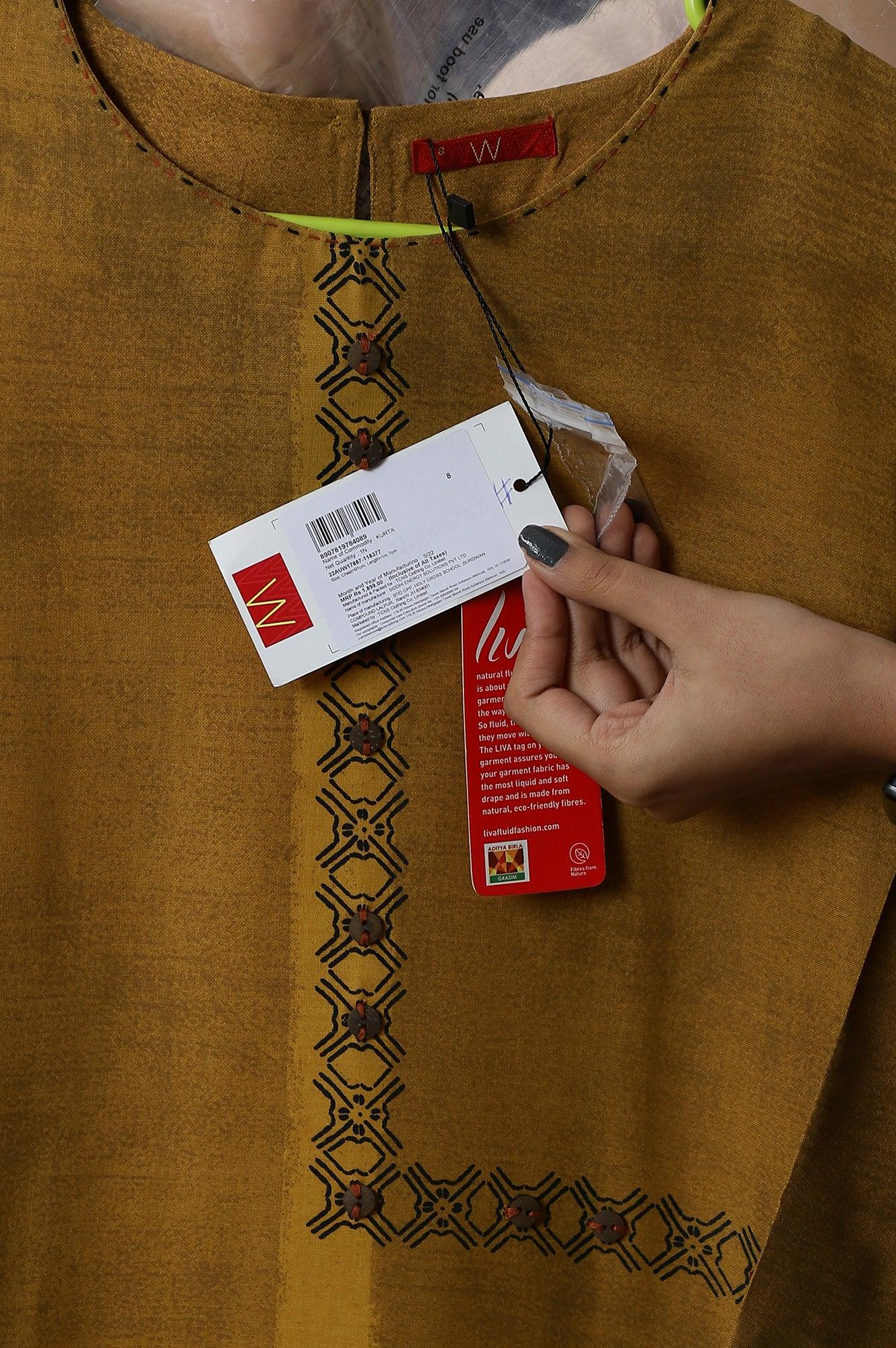 Mustard Asymmetric Contemporary kurta - Image 9