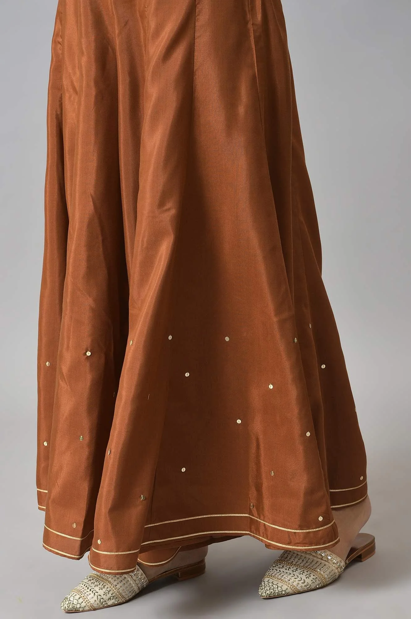 Mustard Embroidered kurta In Round Neck With Sharara And Dupatta Set - Image 8