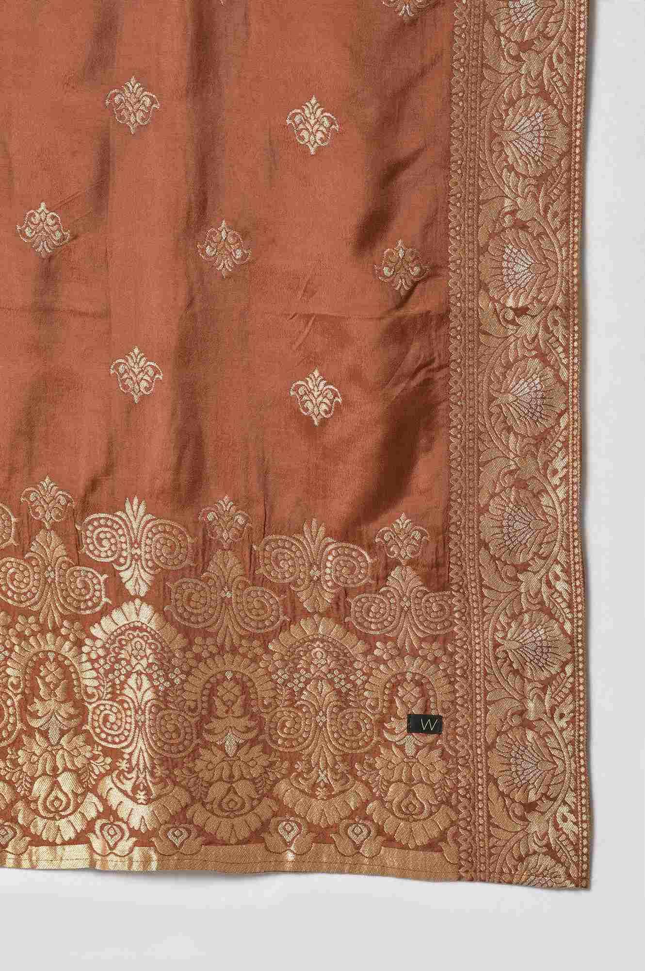 Mustard Embroidered kurta In Round Neck With Sharara And Dupatta Set - Image 9