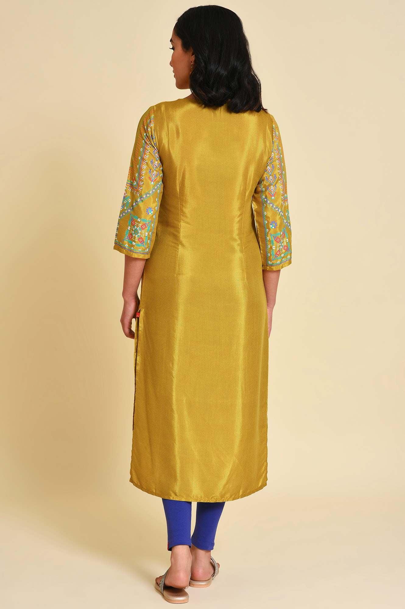 Mustard Embroidered kurta Set - Image 2