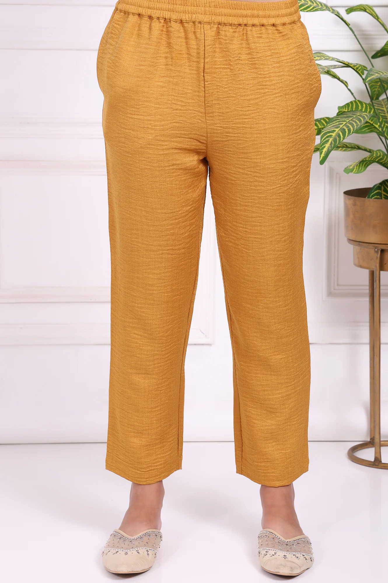 Mustard Floral Embroidered Straight Kurta with Straight Pant and Dupatta Set - Image 8