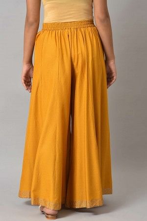 Mustard Glitter Printed Plus Size Culottes - Image 2