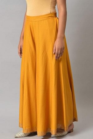 Mustard Glitter Printed Plus Size Culottes - Image 3