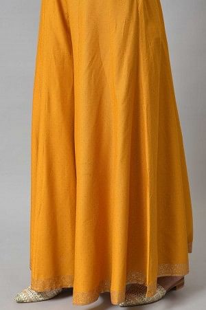 Mustard Glitter Printed Plus Size Culottes - Image 8