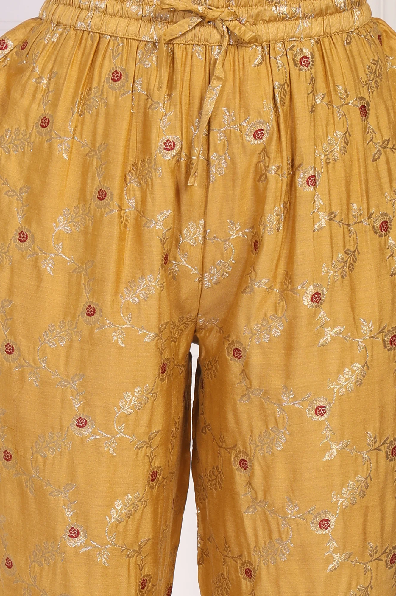 Mustard Jacquard Straight Kurta with Straight Pant and Dupatta Set - Image 8