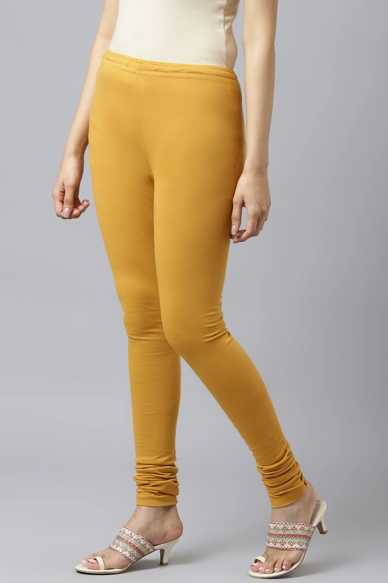 Mustard Knitted Churidar - Image 2