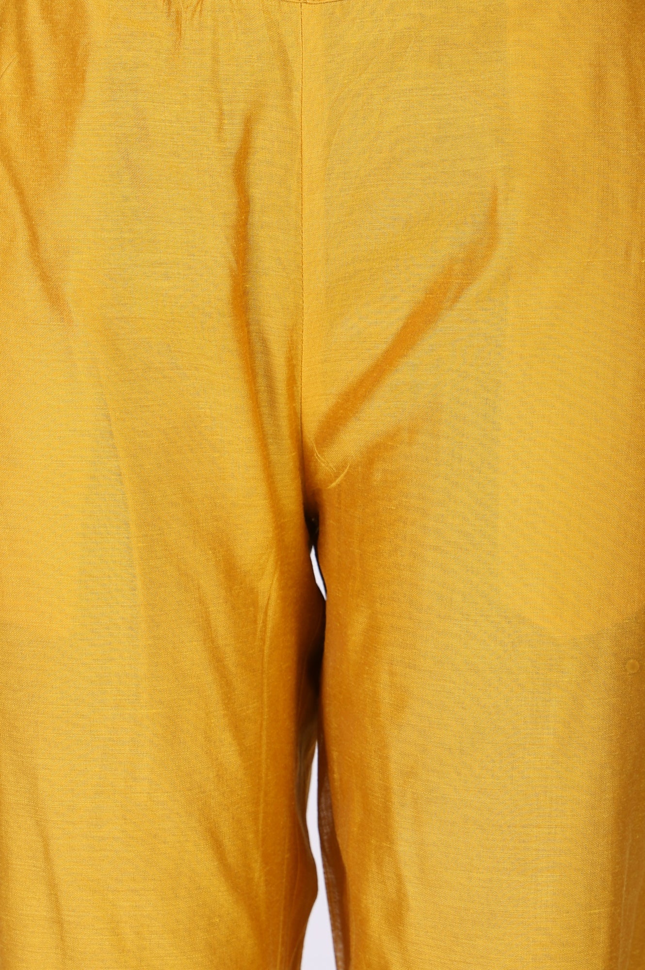 Elleven Women's Mustard Solid Chanderi Straight Fit Ankle Length Trousers - Image 6