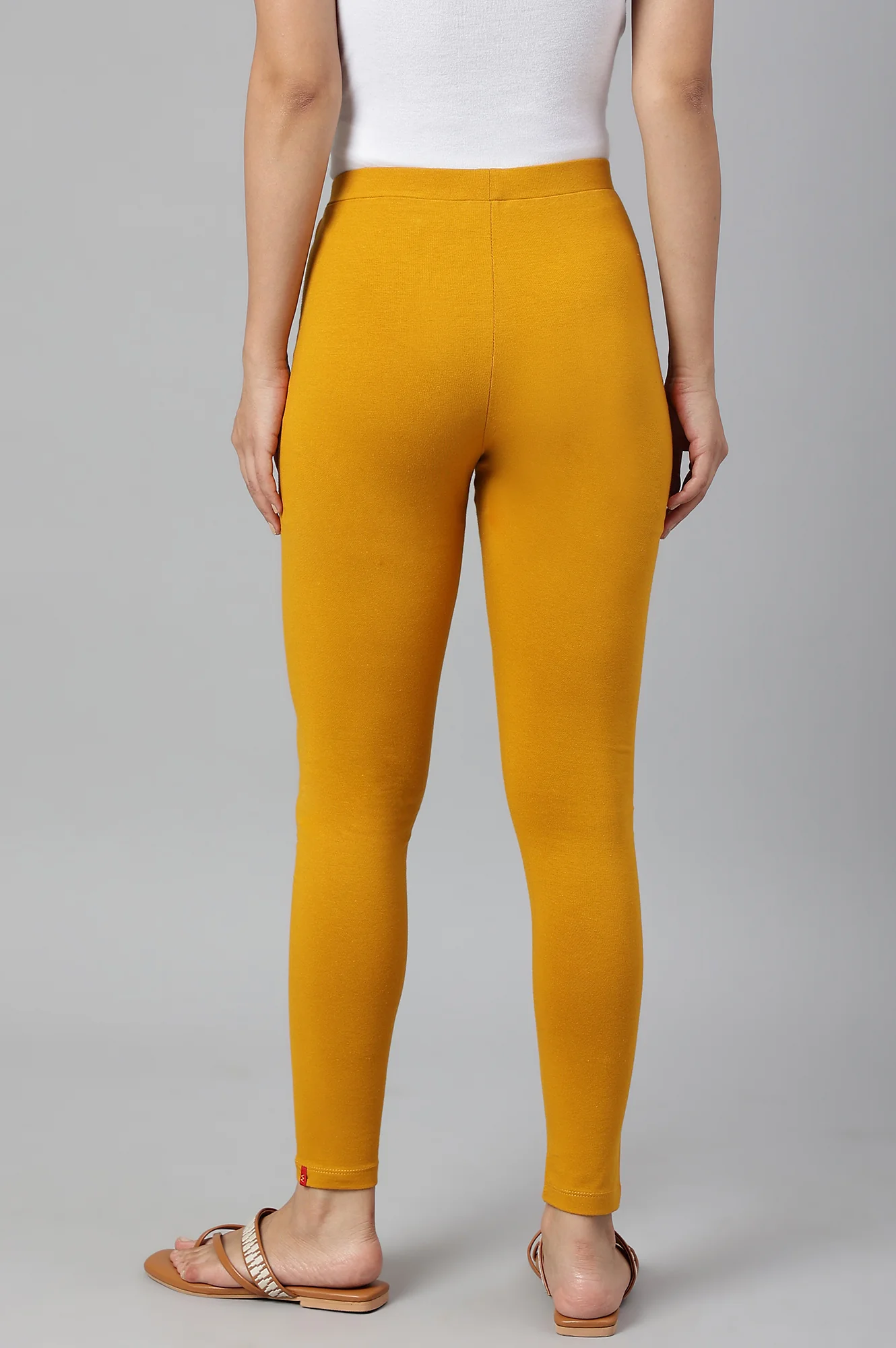 Mustard Solid Knitted Women Tights - Image 4