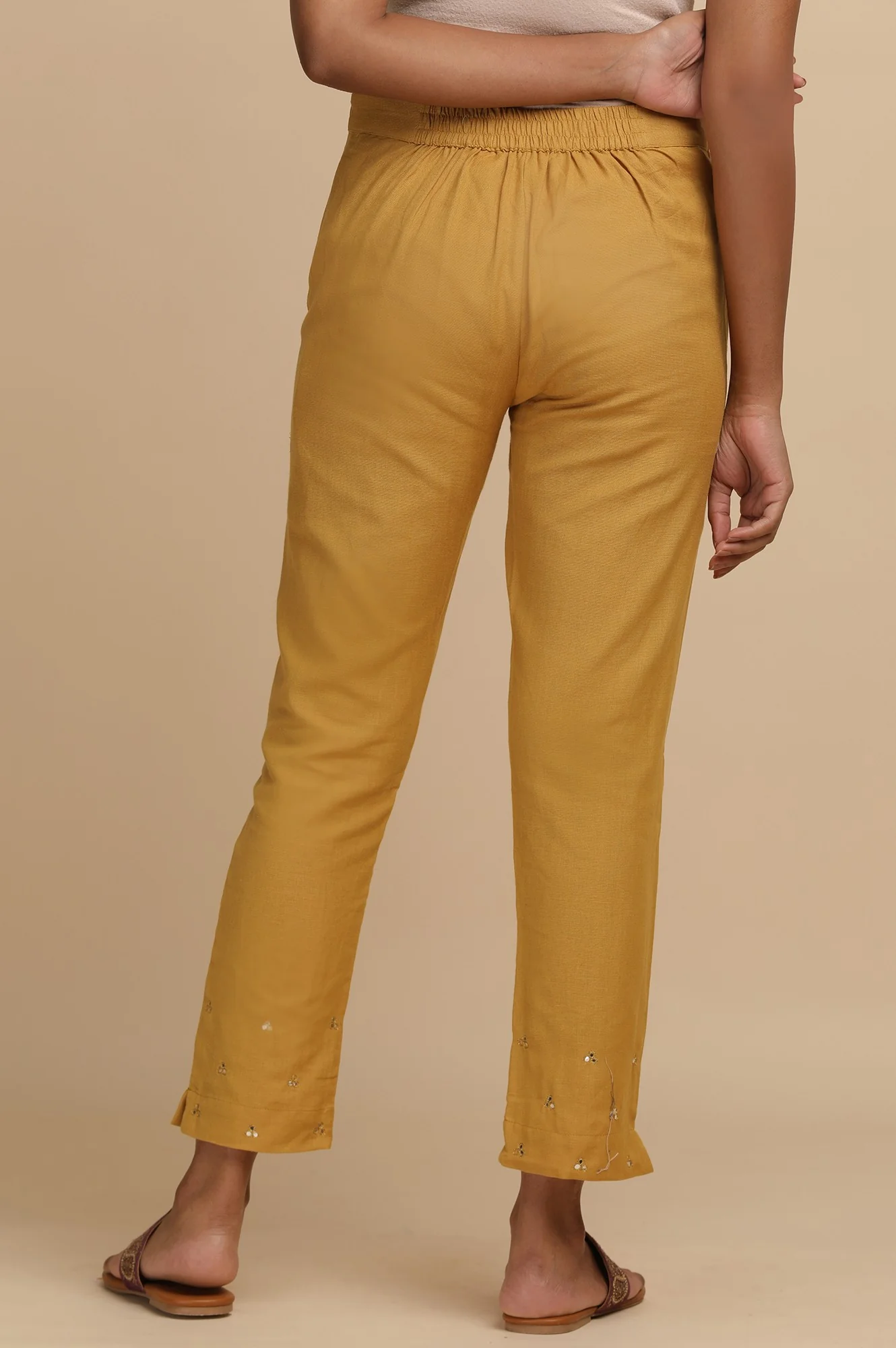 Mustard Solid Slim Pants - Image 2