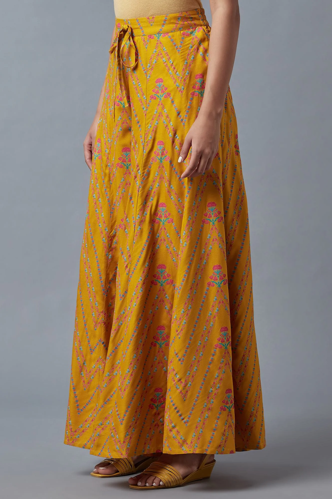 Mustard Yellow Floral Printed Culottes - Image 3
