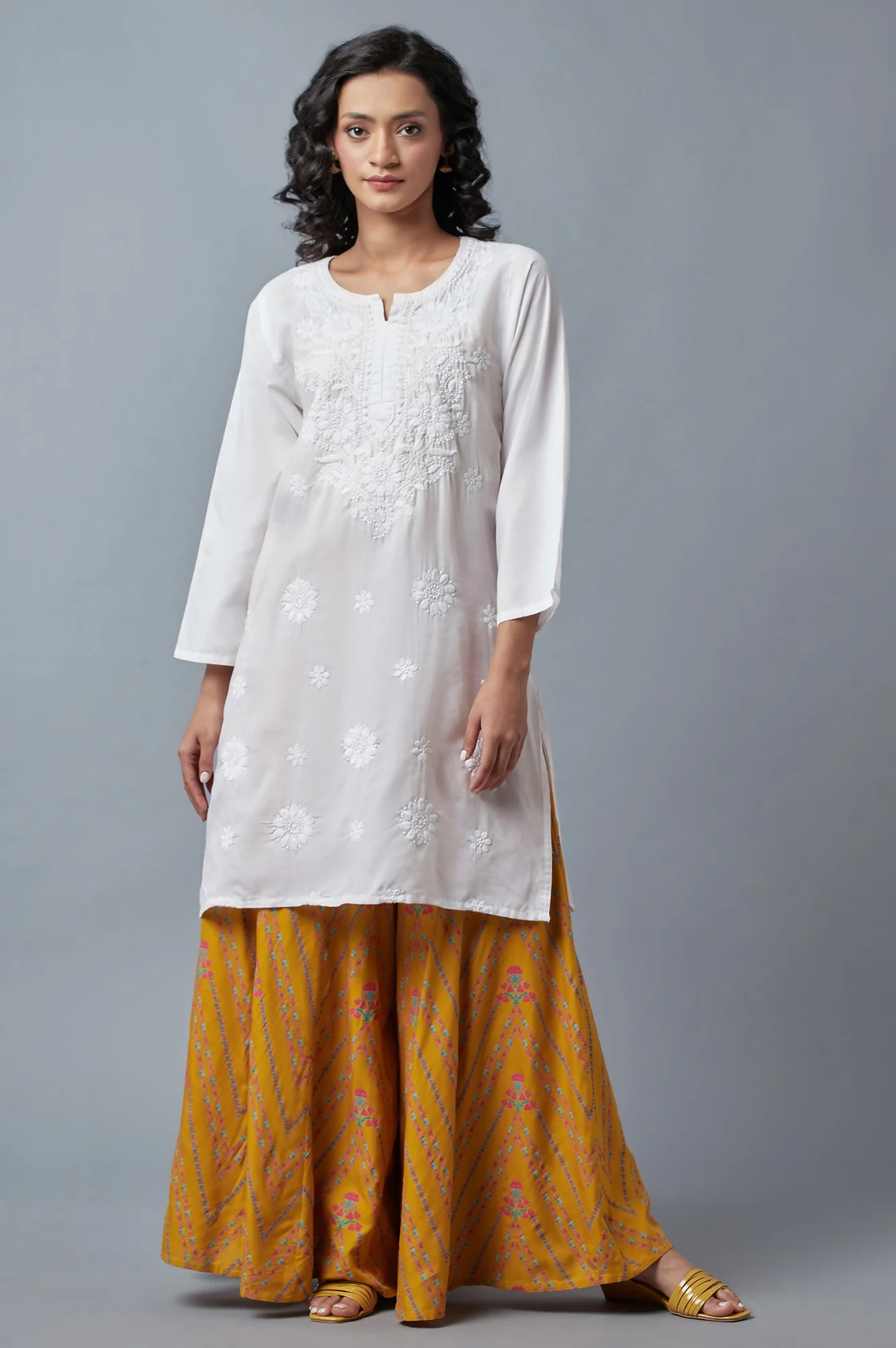 Mustard Yellow Floral Printed Culottes - Image 5