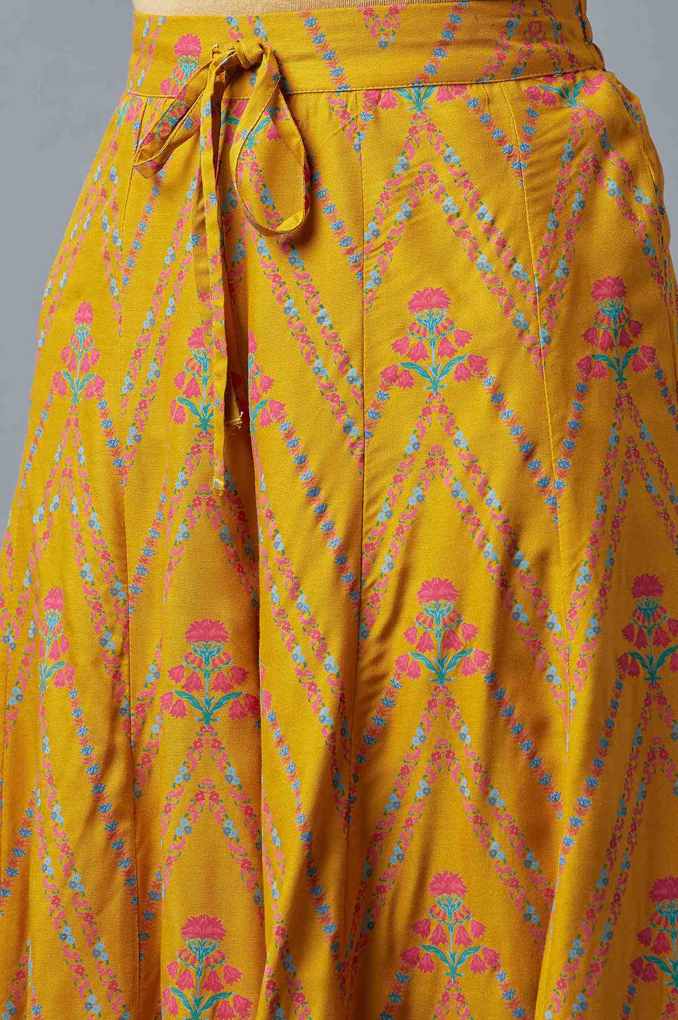 Mustard Yellow Floral Printed Culottes - Image 6