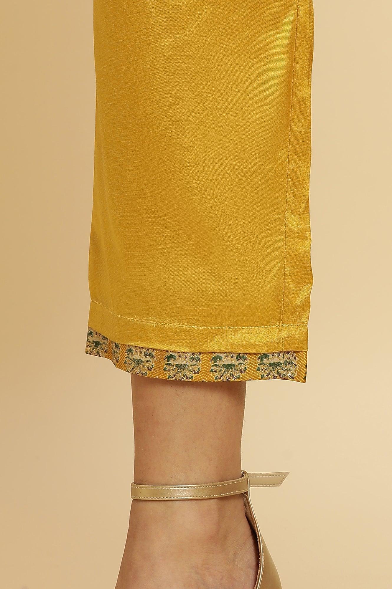 Mustard Yellow Glitter Printed Kurta Set - Image 10