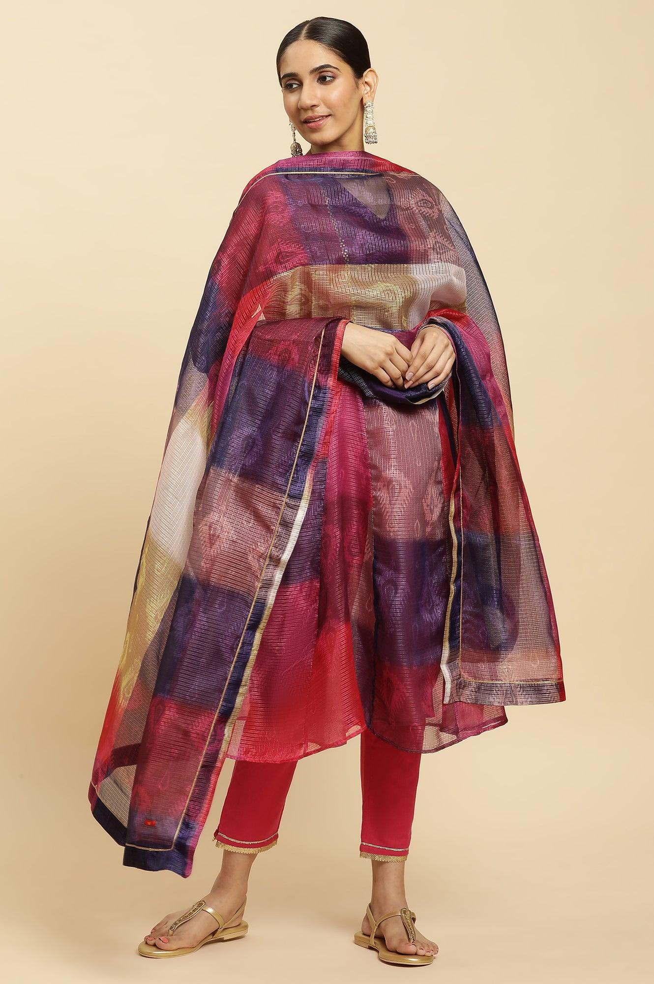 Mutli-Coloured Printed Kota Dupatta - Image 3