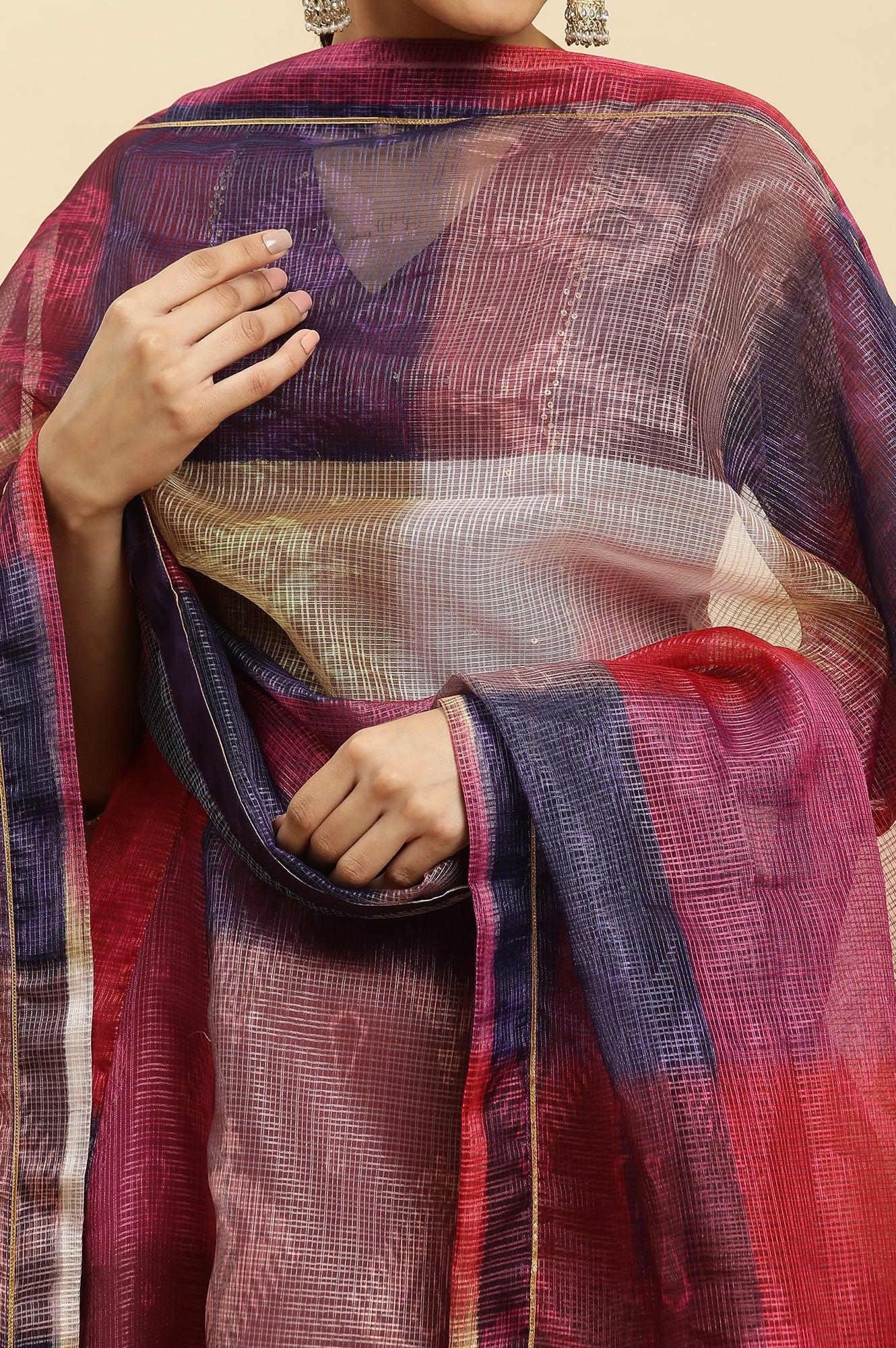 Mutli-Coloured Printed Kota Dupatta - Image 4