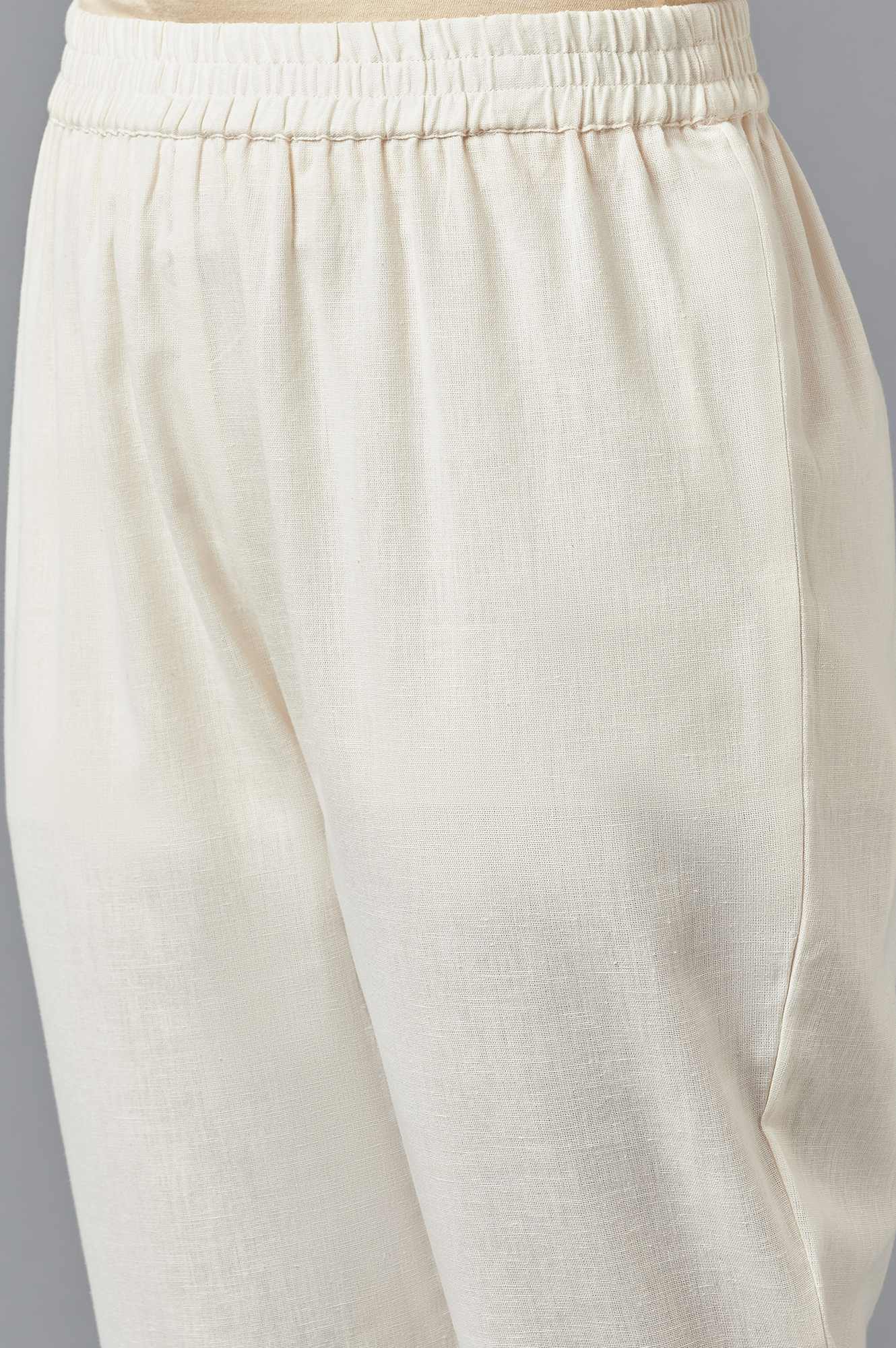 Natural Beige Embroidered kurta with Slim Pants and Dupatta - Image 6
