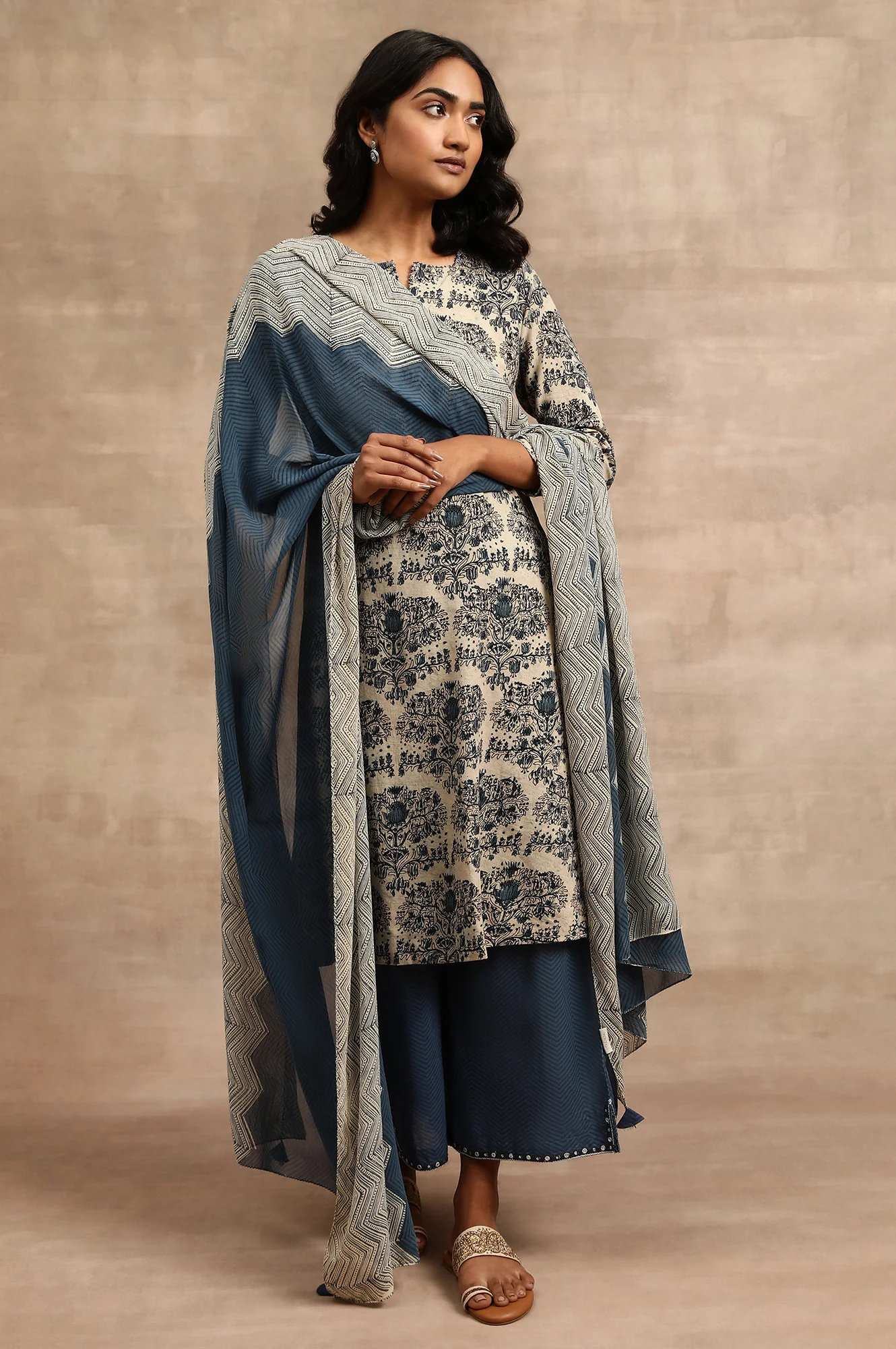 Natural Cotton Flax Hand Block Print kurta - Image 5