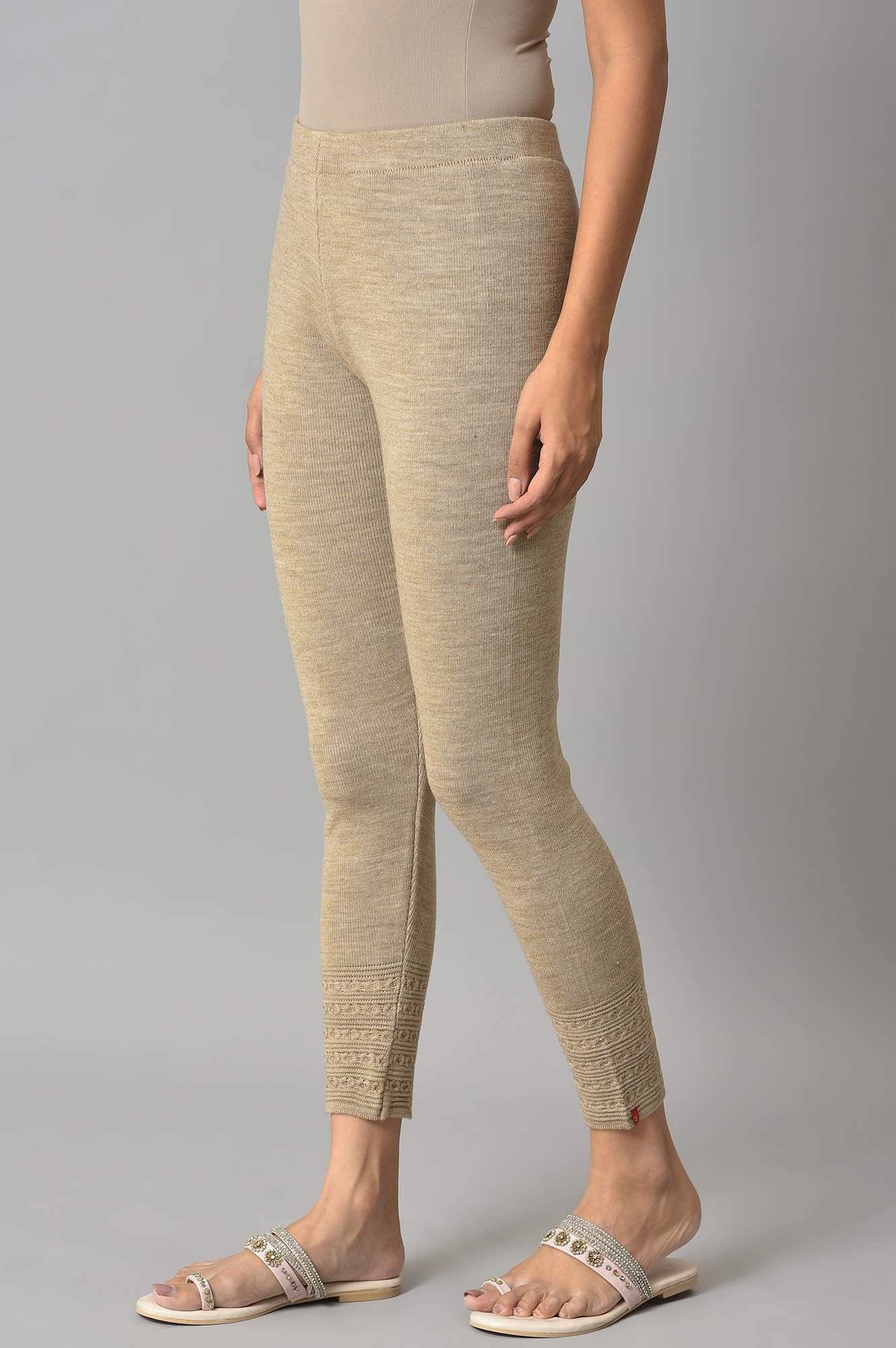 Natural Melange Knitted Winter Tights - Image 3