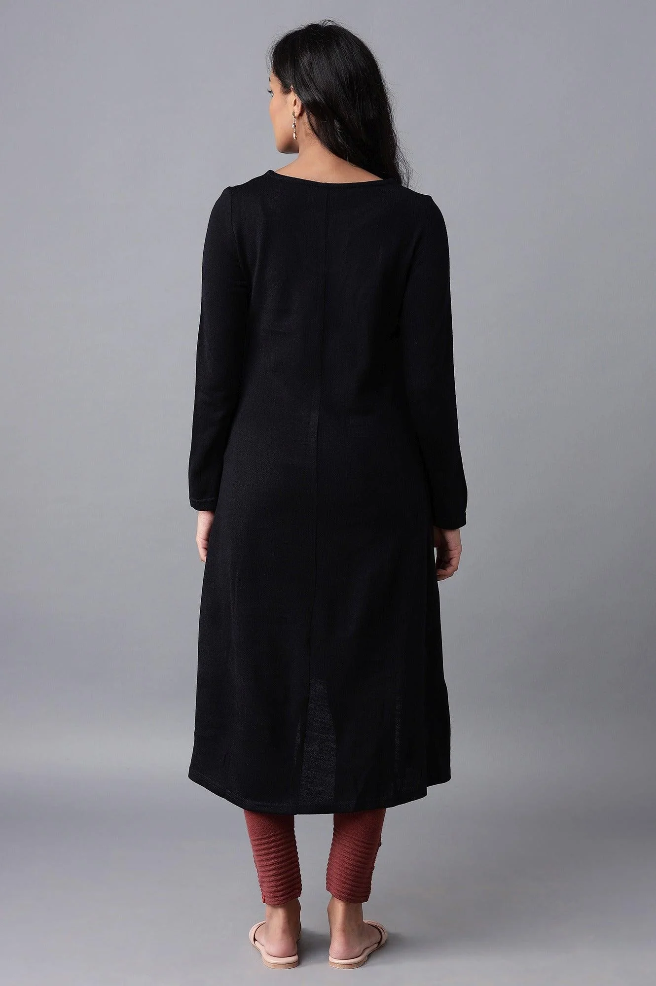 Navy Acrylic Asymmetric A-line kurta - Image 2