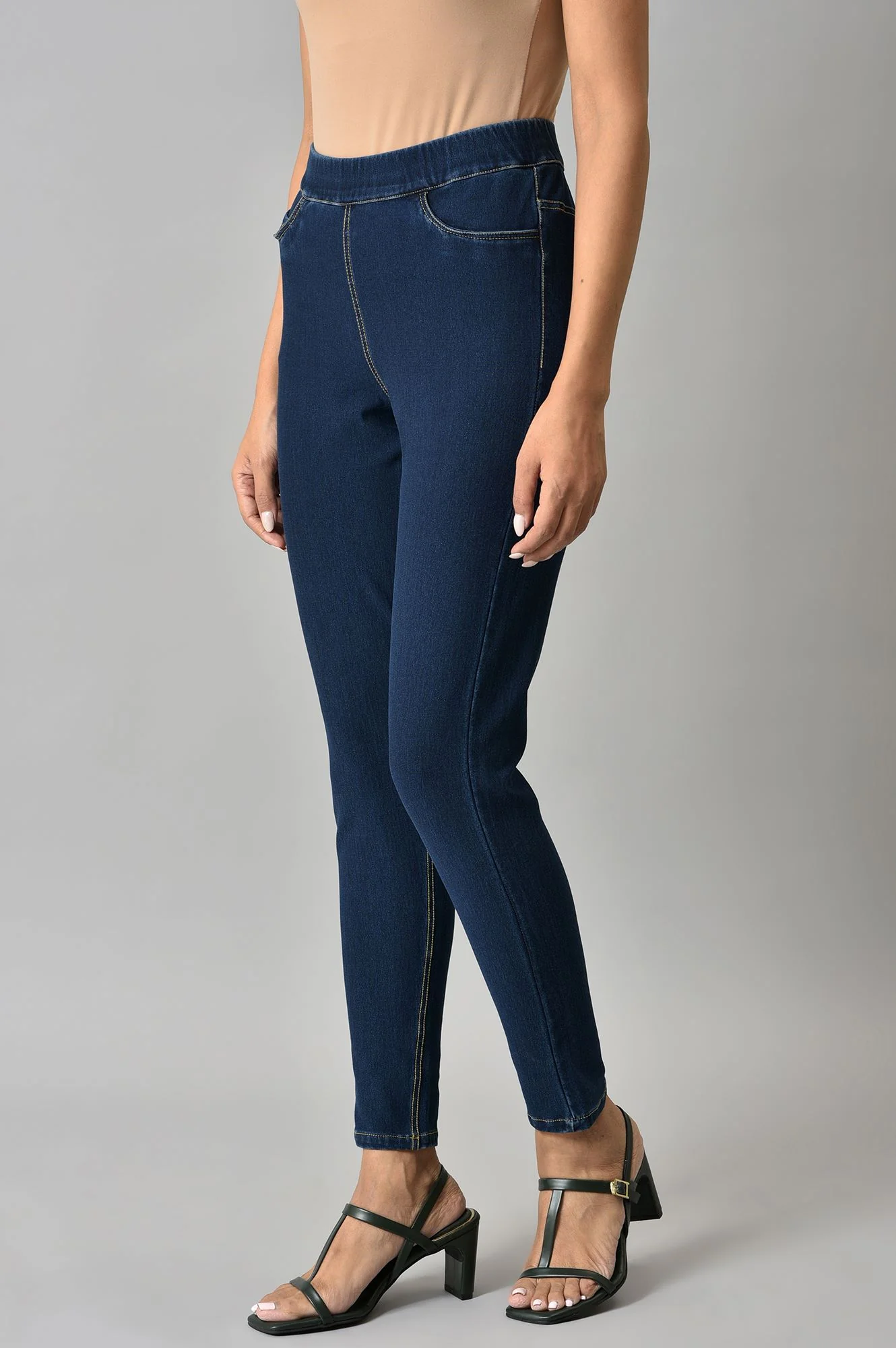 Navy Blue Denim Jeggings - Image 3