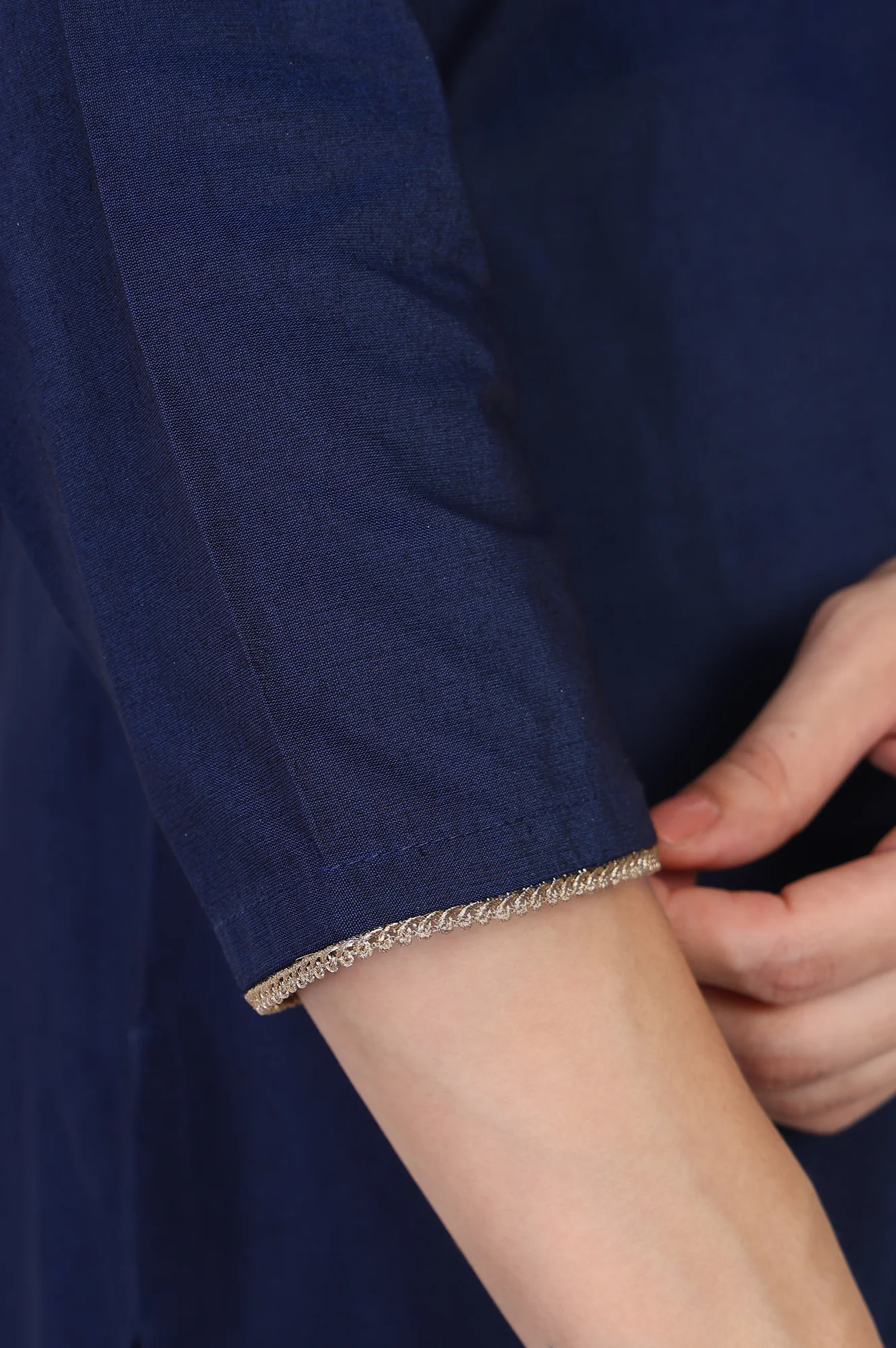Navy Blue Embroidered A-Line Rayon Kurta - Image 7