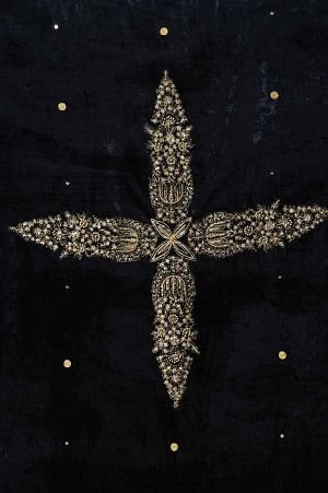 Navy Blue Embroidered Velvet Shawl - Image 4