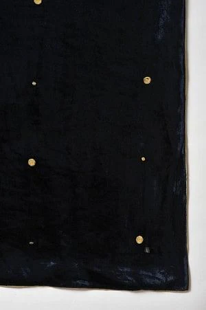 Navy Blue Embroidered Velvet Shawl - Image 5