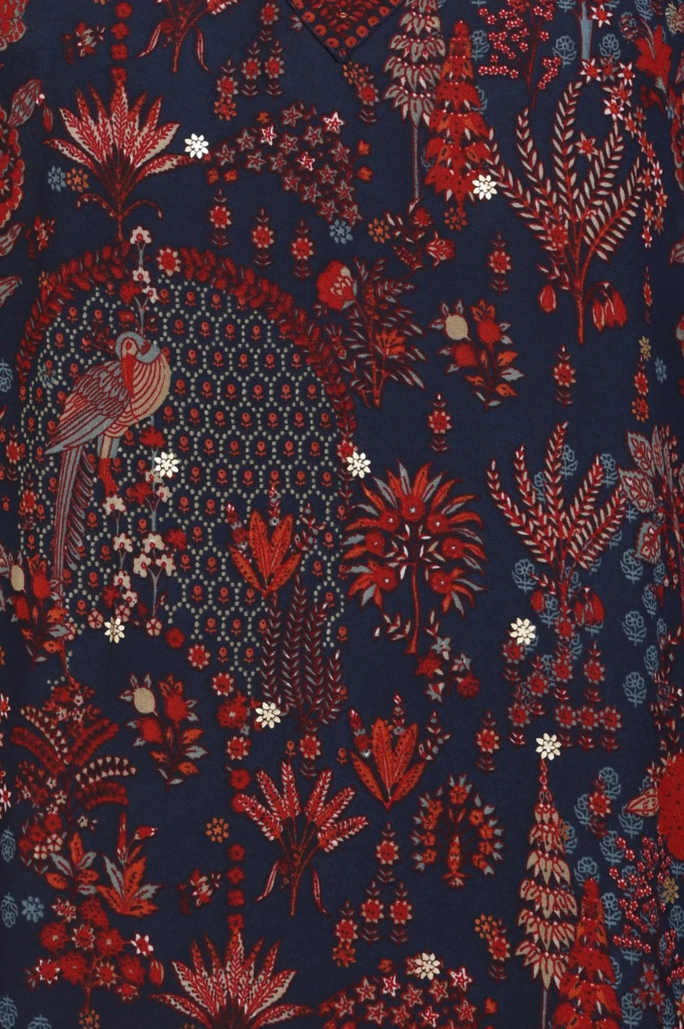 Navy Blue Floral Printed Georgette Straight Kurta with Parallel Pant Set - Image 6