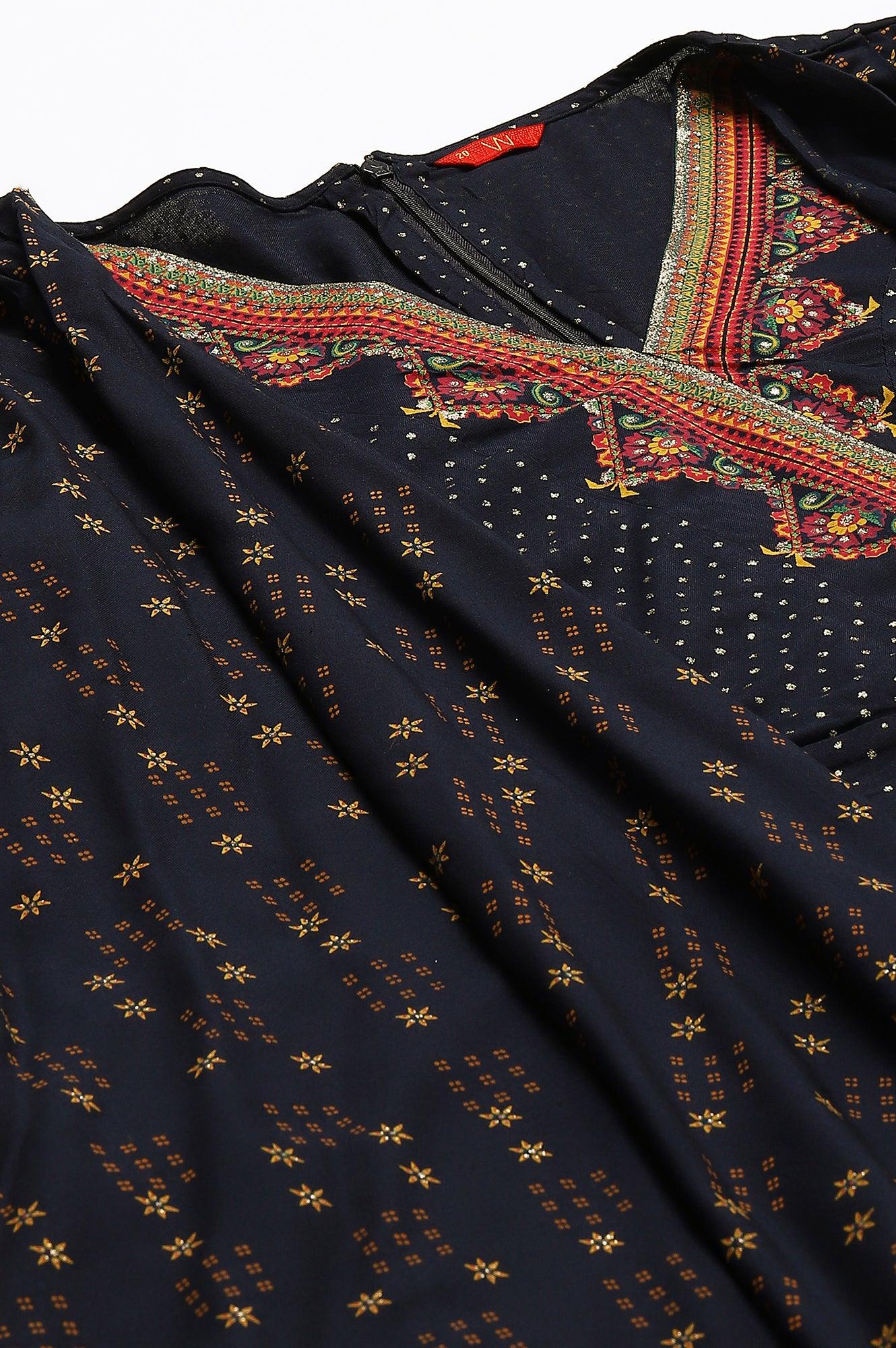 Navy Blue Heavy Festive Plus Size Gillet Kimono Jumpsuit - Image 7