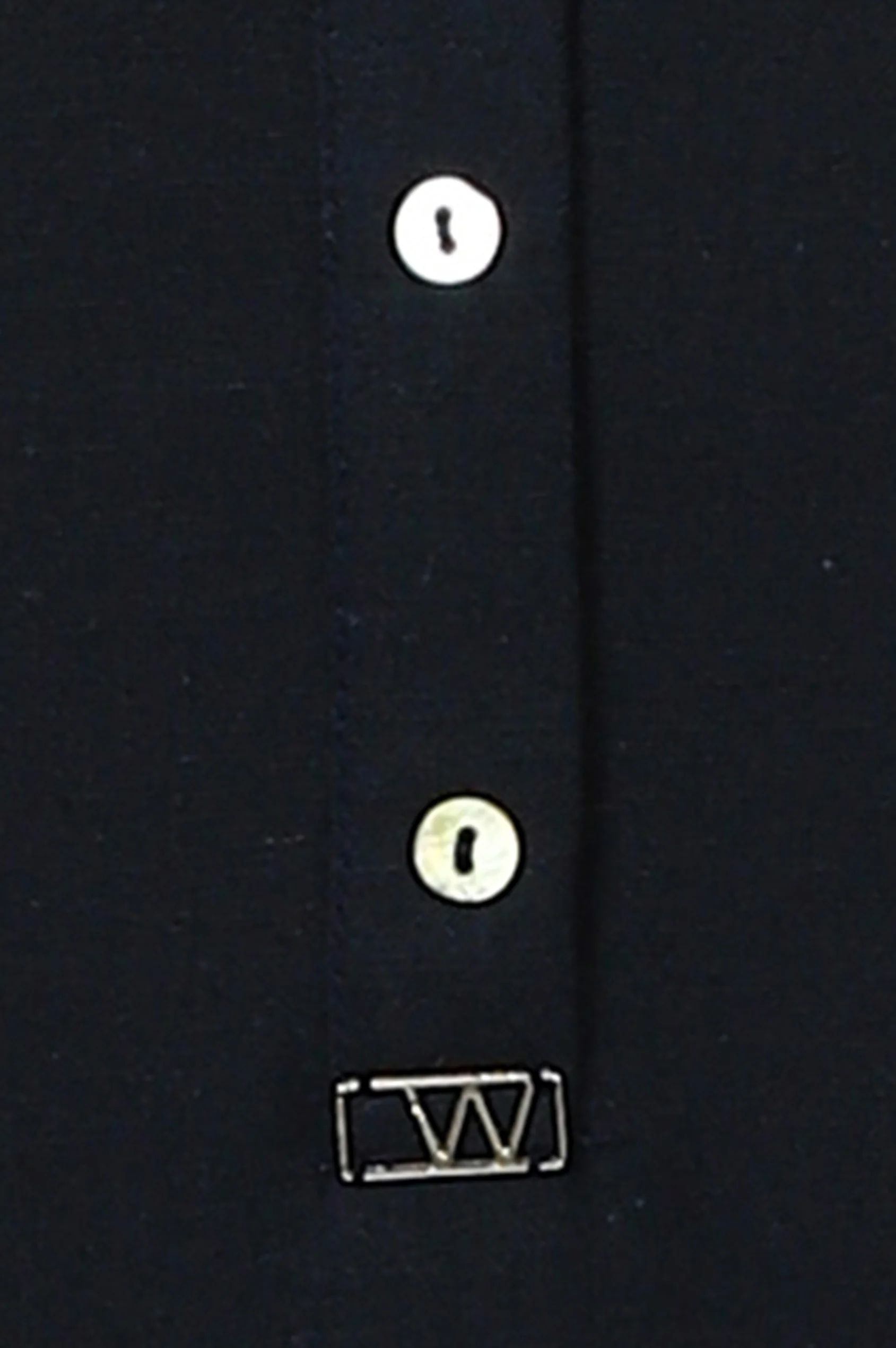 Navy Blue Mandarin Collar Cotton Blend Straight Kurta With W Branding - Image 3