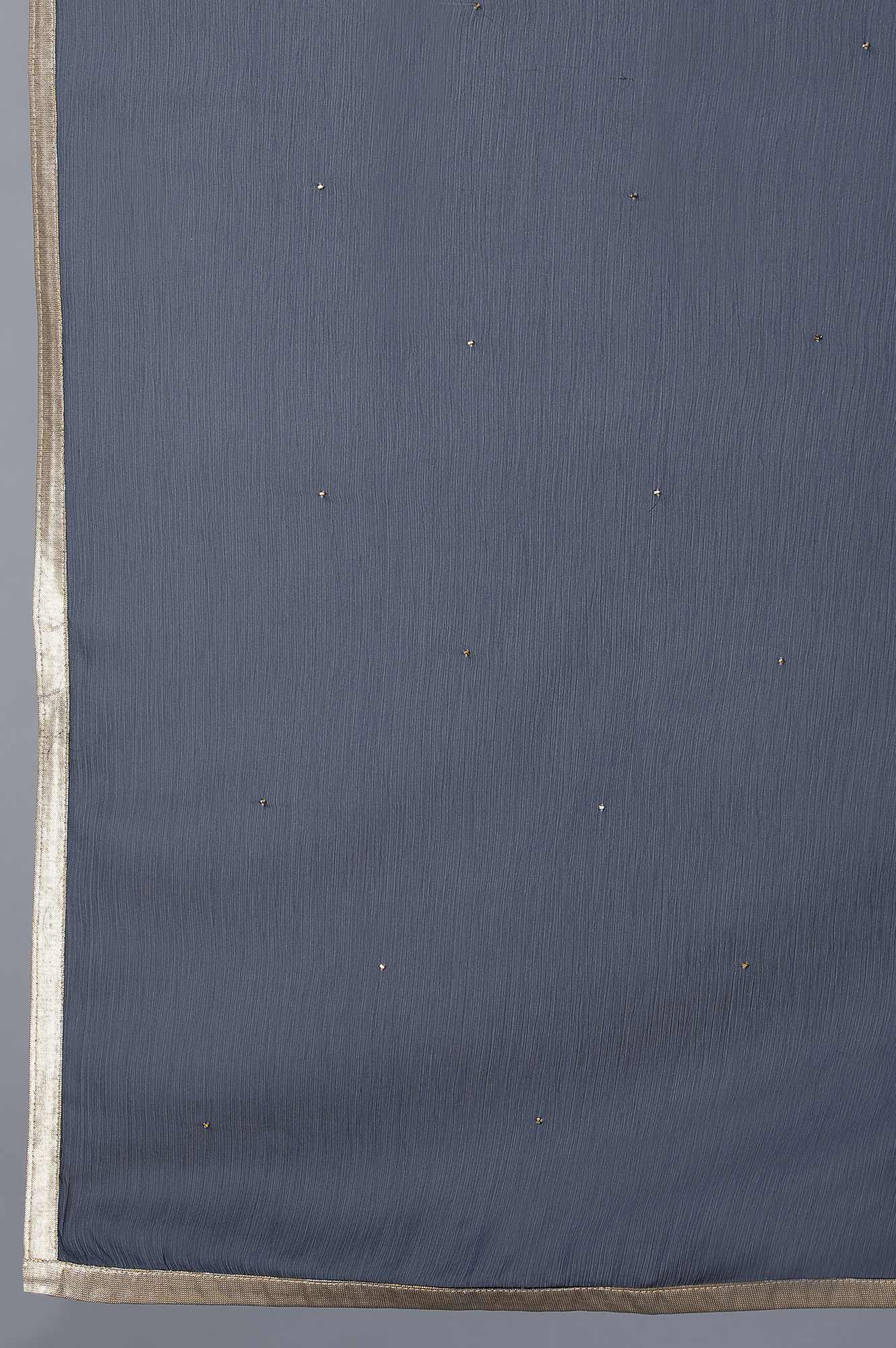 Navy Blue Mukaish Dupatta - Image 4
