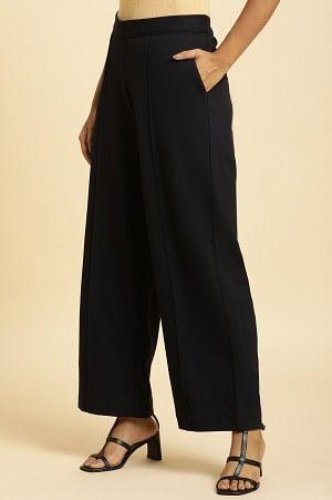 Navy Blue Pin Tuck Trouser Pants - Image 2