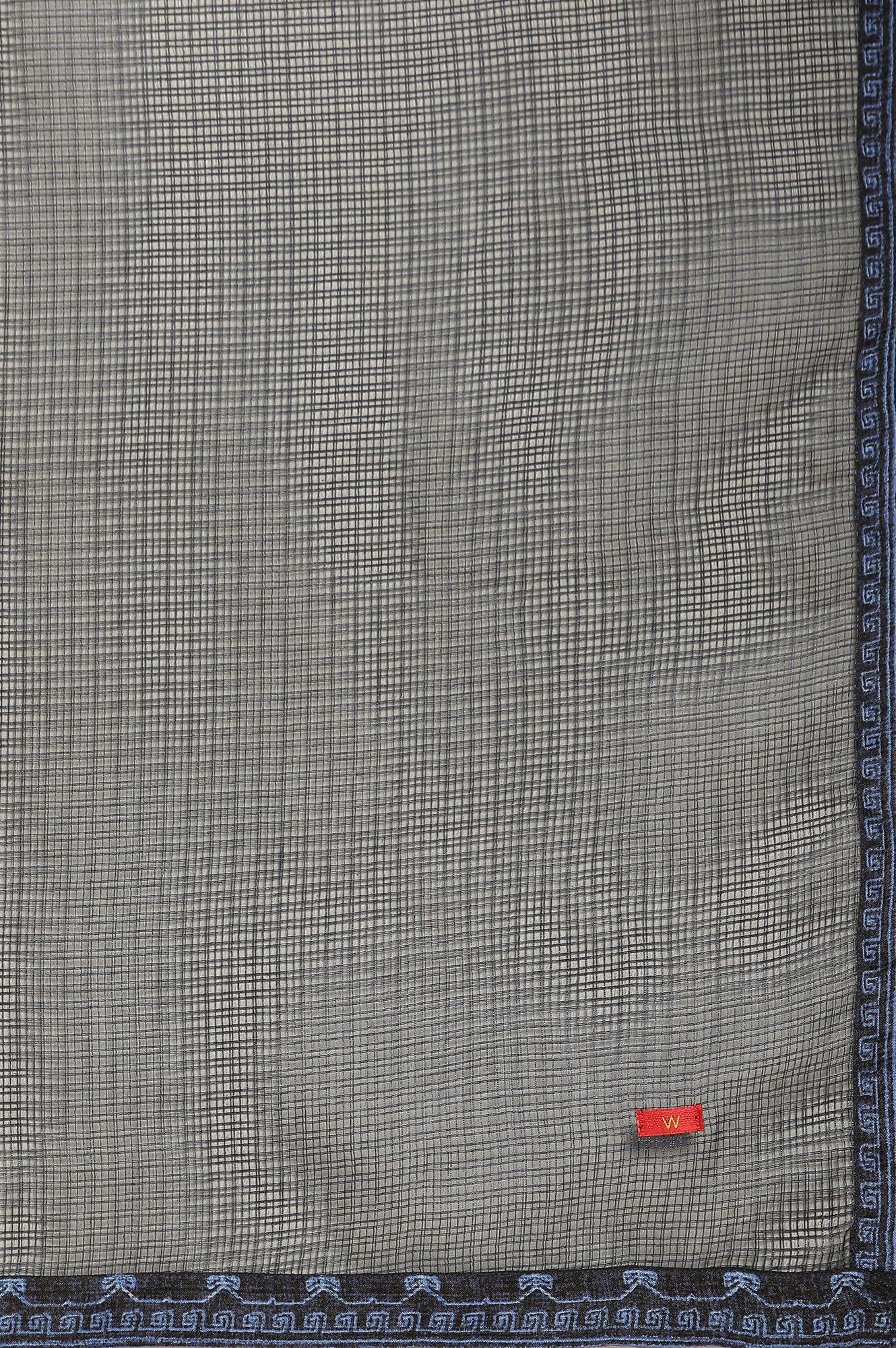 Navy Blue Printed Kota Kurta, Pants And Dupatta Set - Image 12