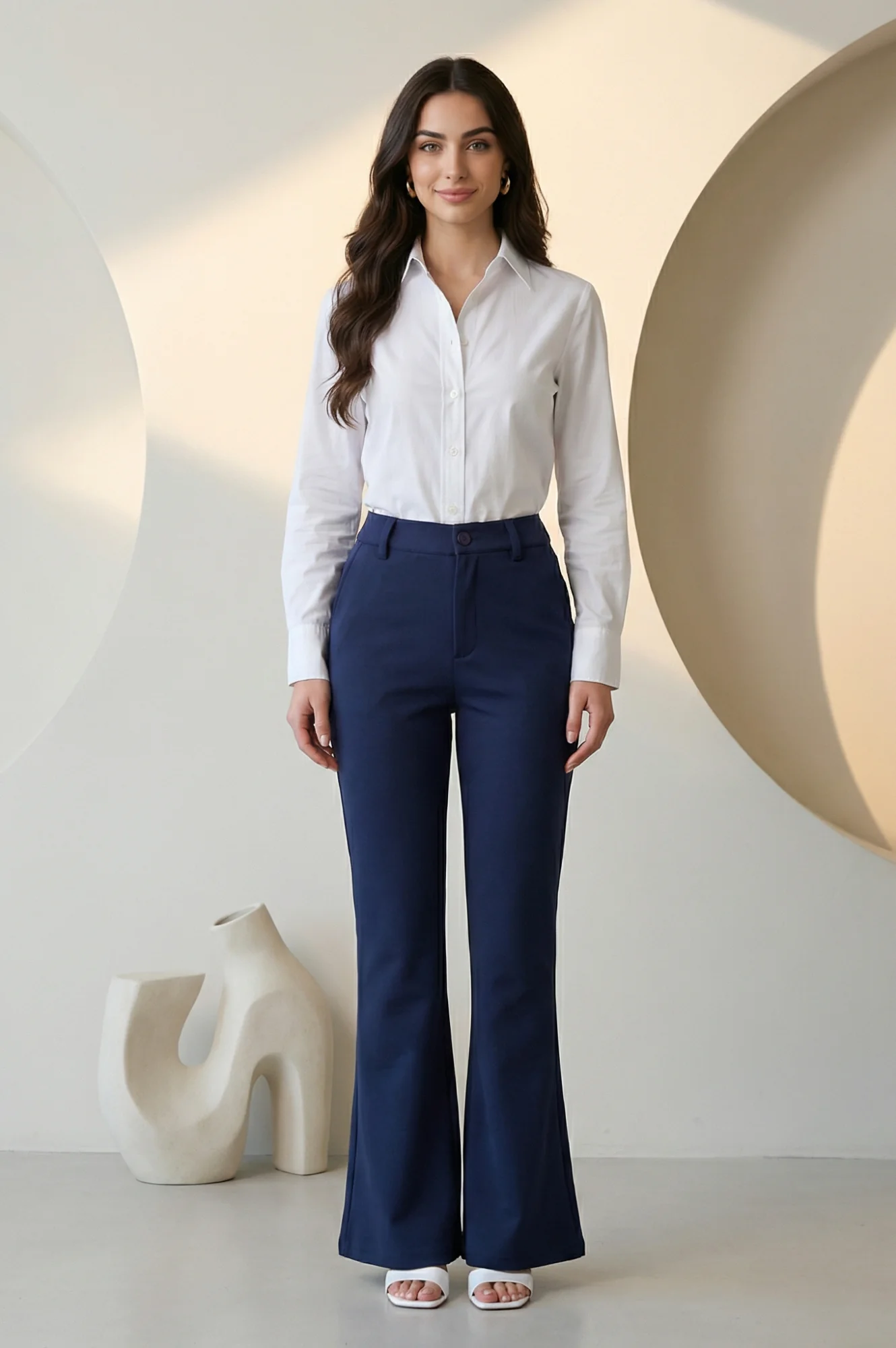 Elleven Women's Navy Blue Solid Ankle Length Mid Rise Pants - Image 5