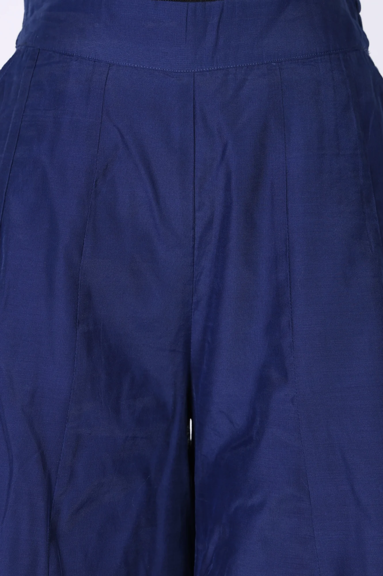 Elleven Women's Navy Blue Solid Chanderi Flared Ankle Length Cullotes - Image 3