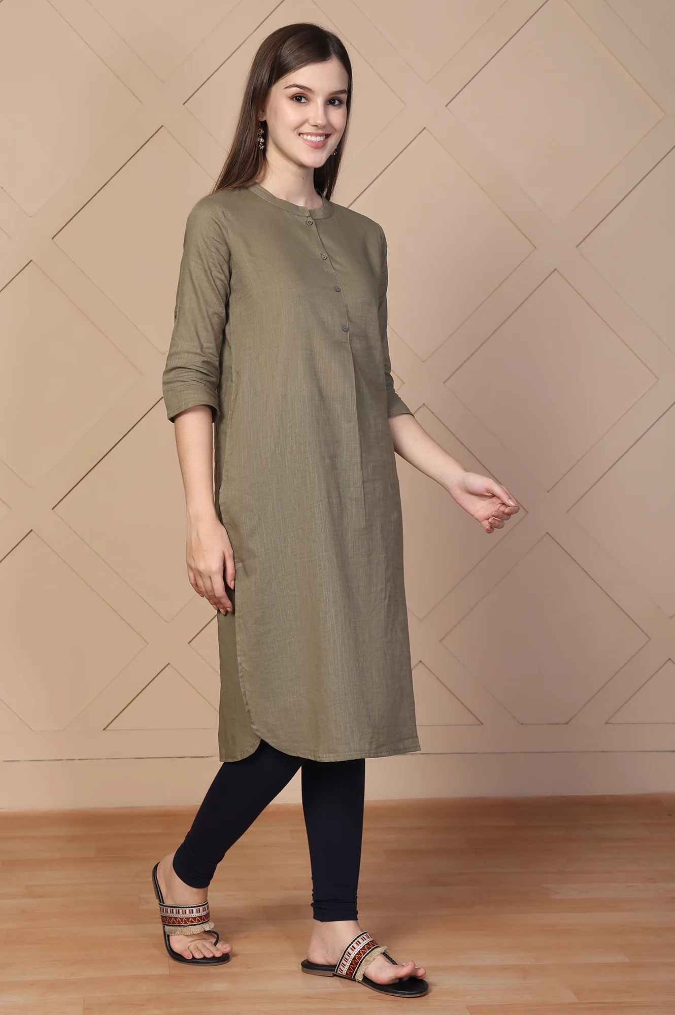 Elleven Women's Navy Blue Solid Slim Fit Cotton Churidar - Image 5