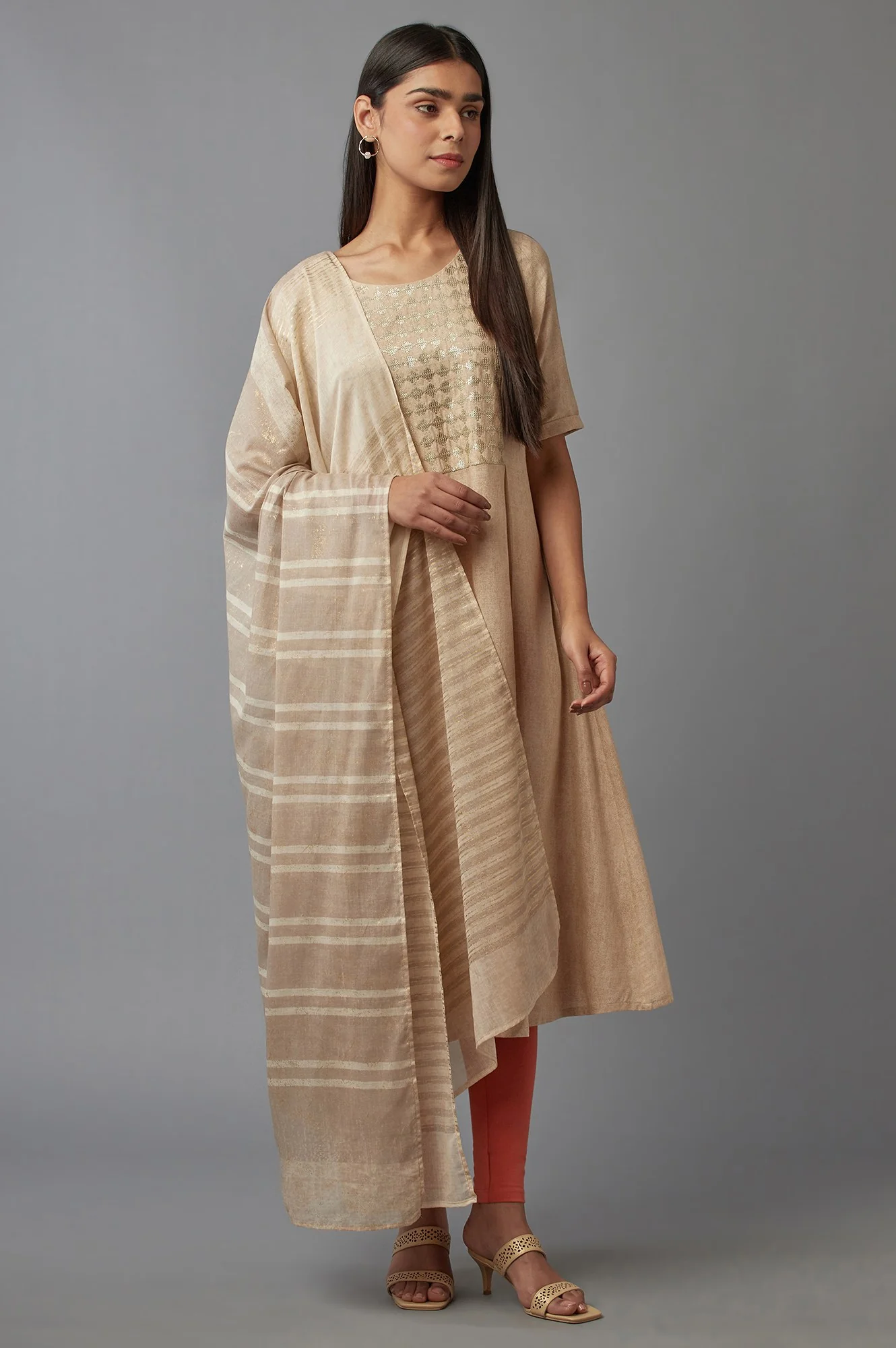 New Semolina Ecru Printed Dupatte - Image 2