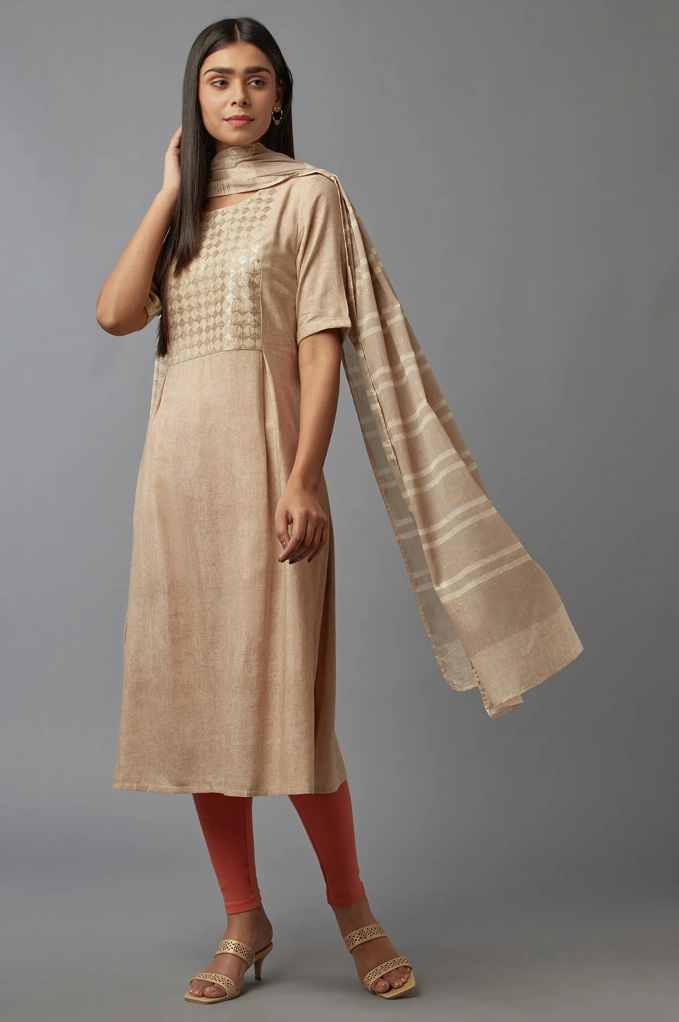 New Semolina Ecru Printed Dupatte - Image 3