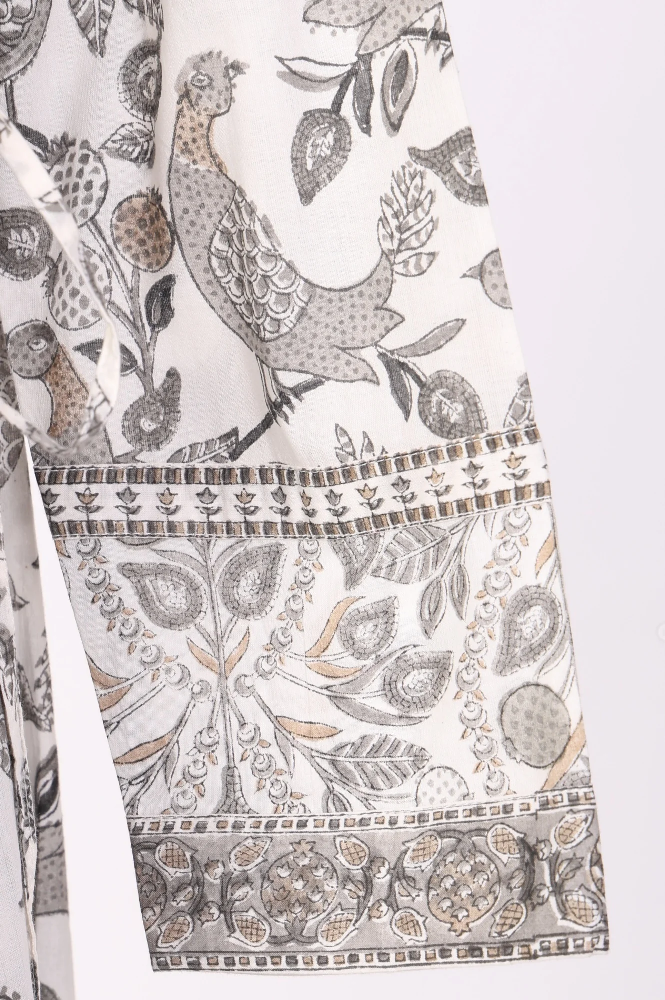 Off White Block Printed Pure Cotton Angrakha Kurta - Image 7