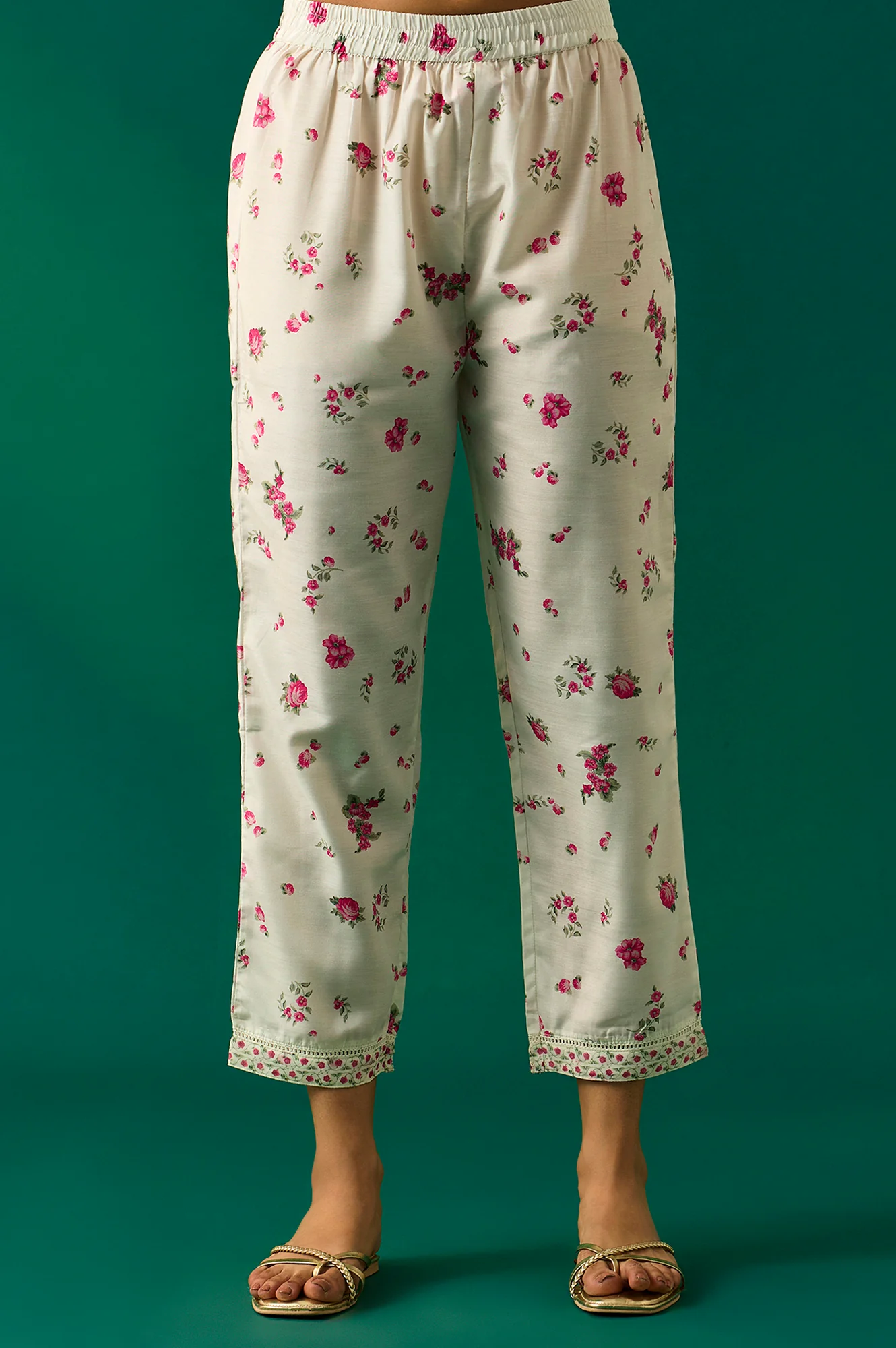 Off White Dori Embroidery Flared Silver Chiffon Kurta, Pants and Dupatta Set - Image 7