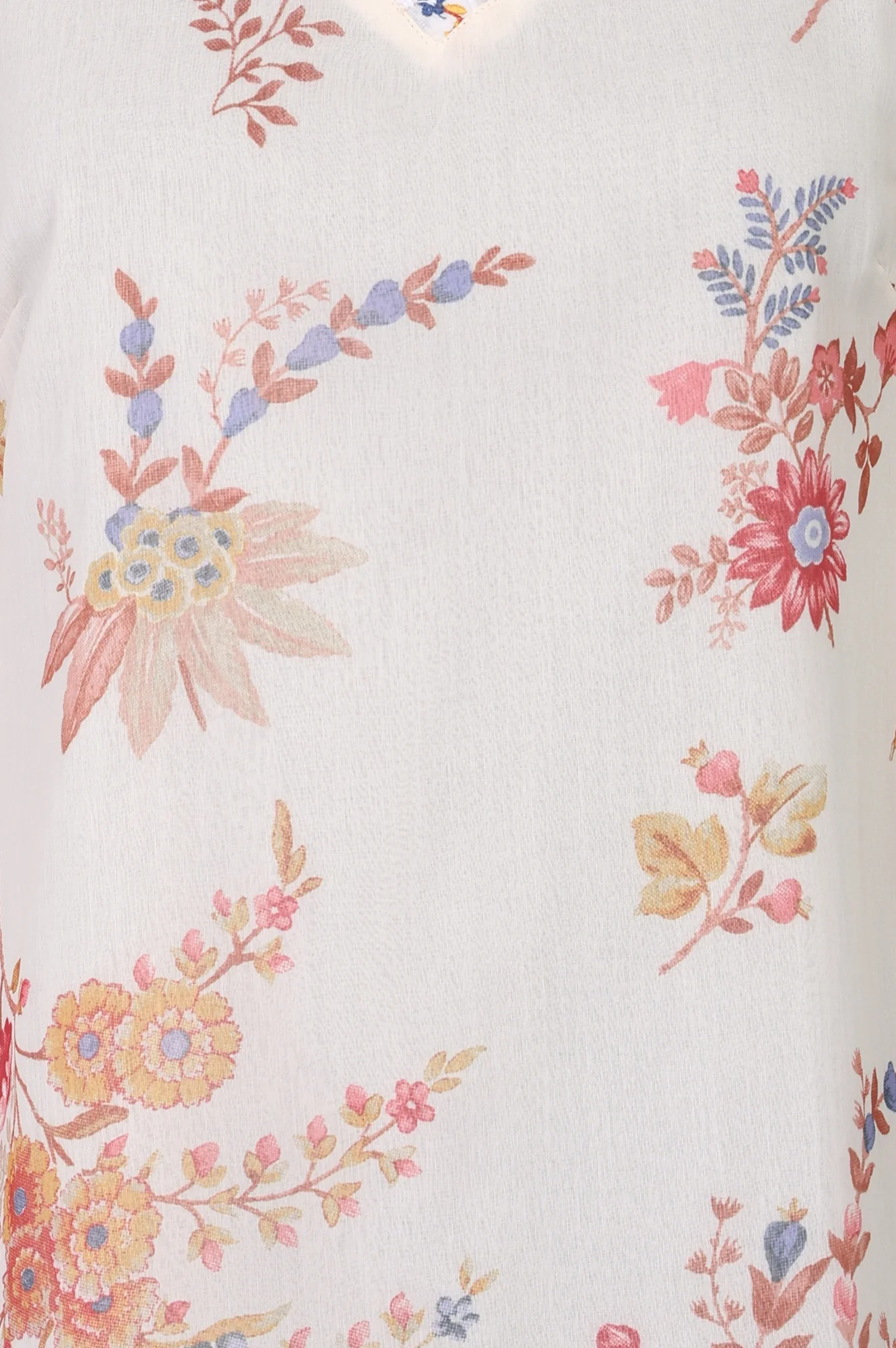 Off White Embroidered Chiffon Straight Top - Image 2