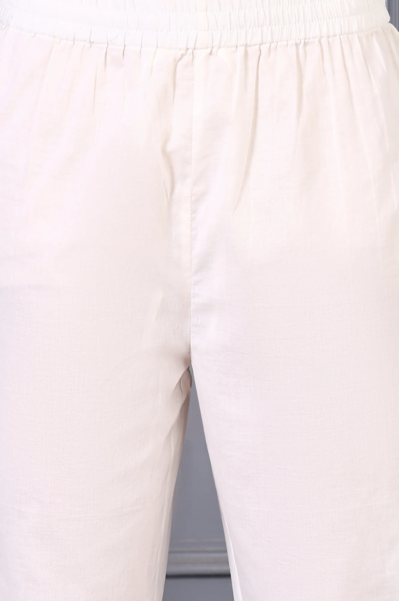 Off White Floral Printed Kota Straight Kurta, Pants and Dupatta Set - Image 8