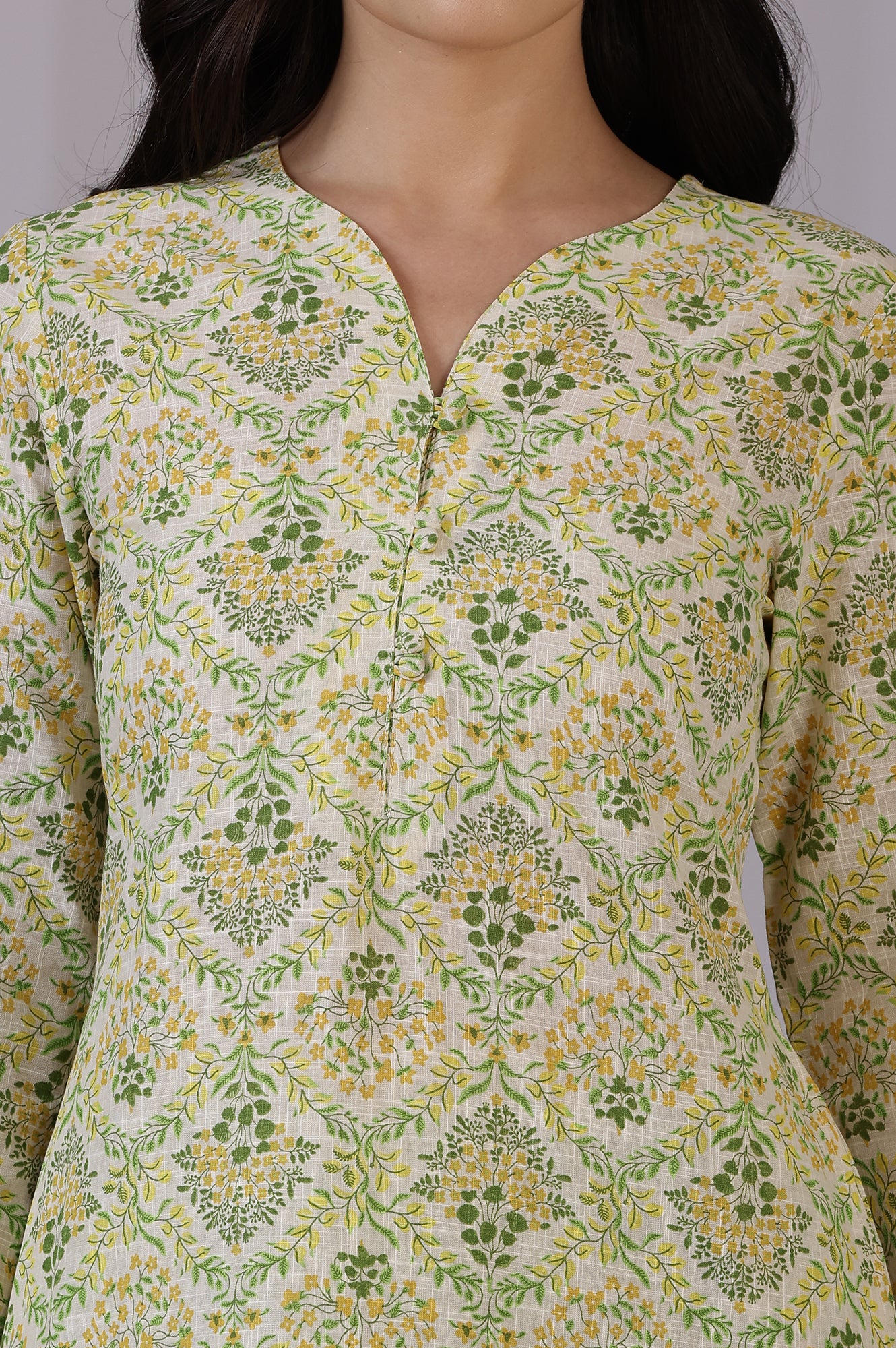 Off-White Floral Printed Pure Cotton A-line Kurta and Pants Co-ord Set - Image 6