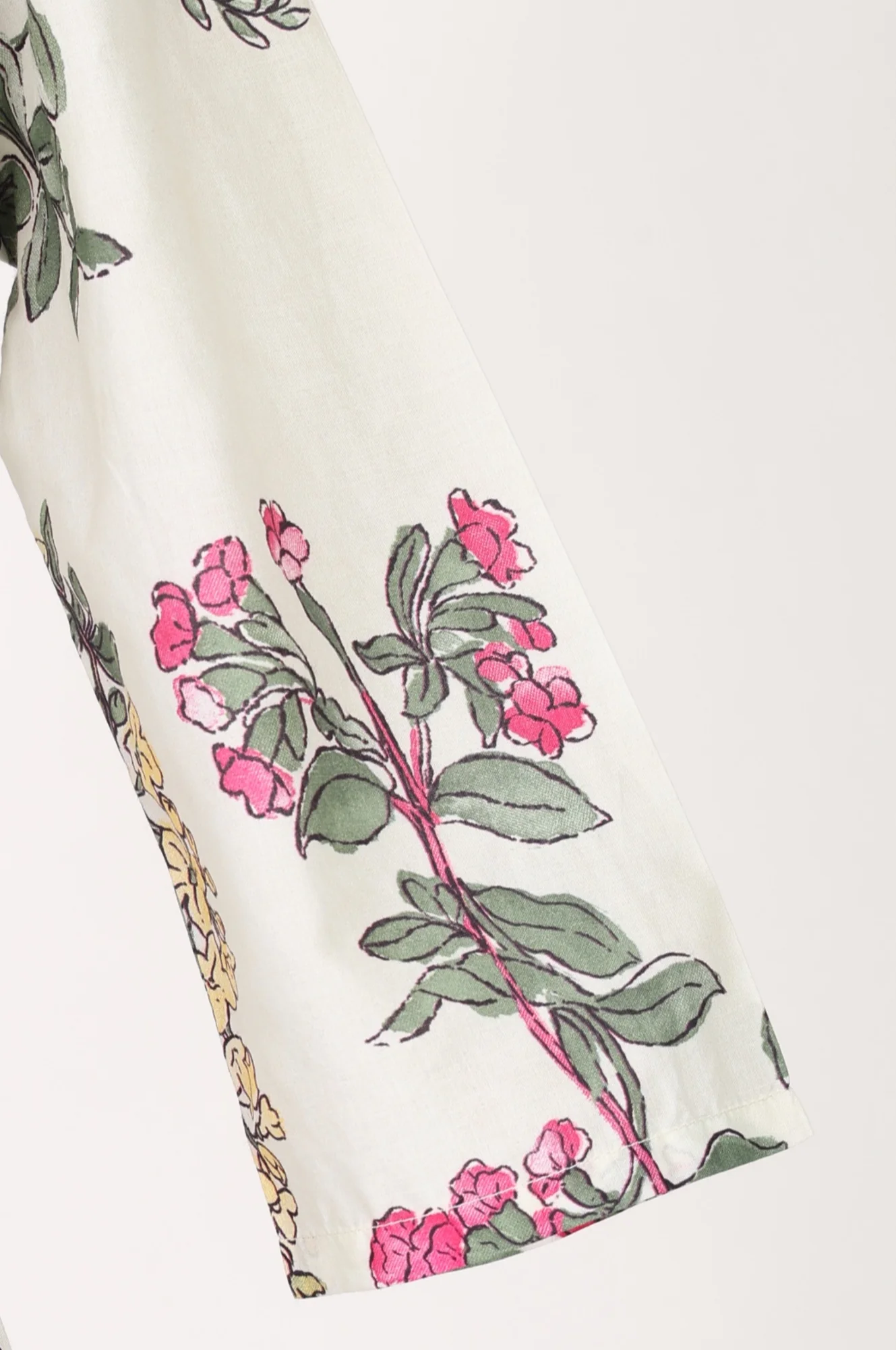 Off White Floral Printed Pure Cotton A-line Kurta - Image 7