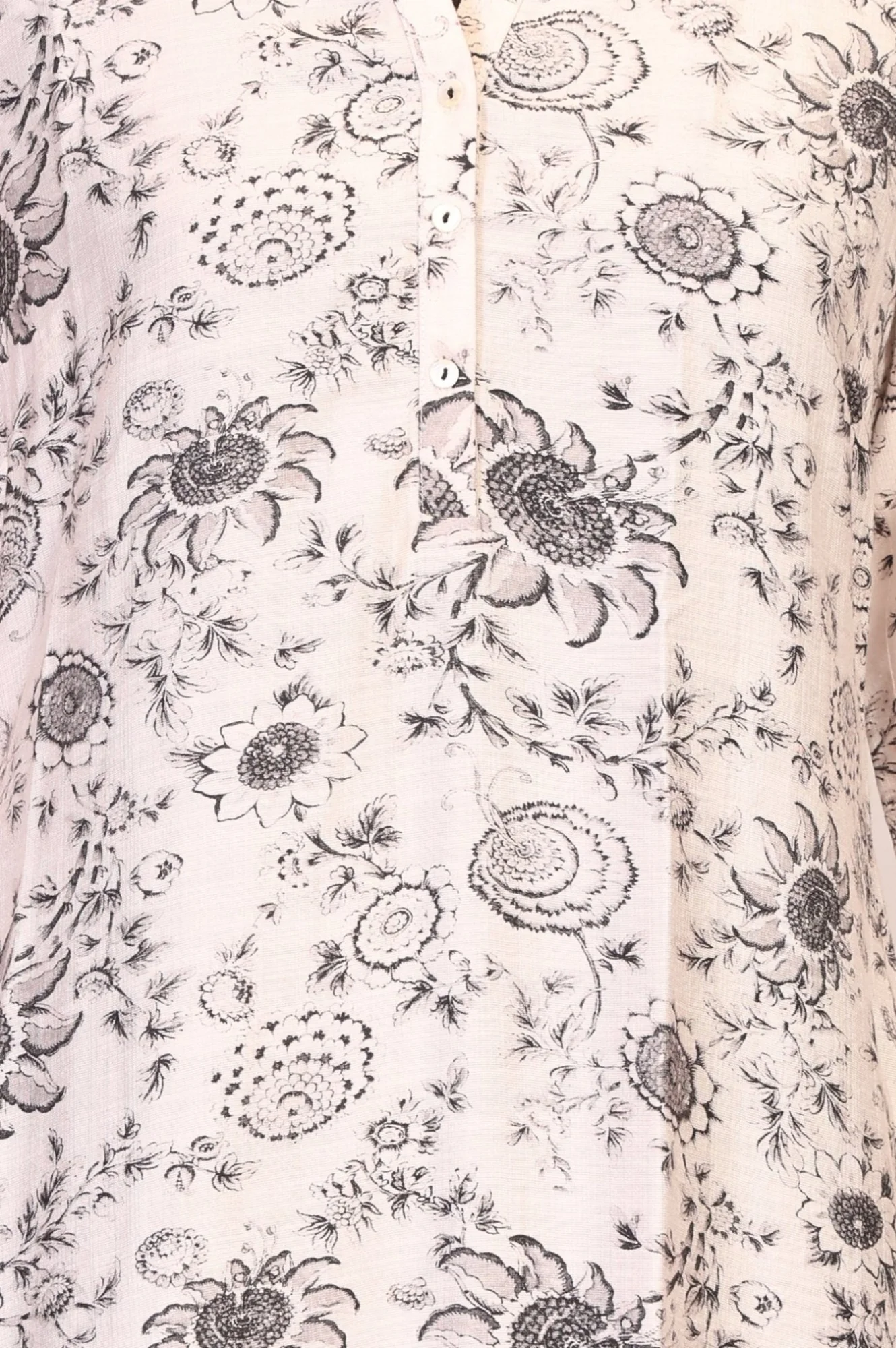 Off-White Floral Printed Straight Kurta - Image 2