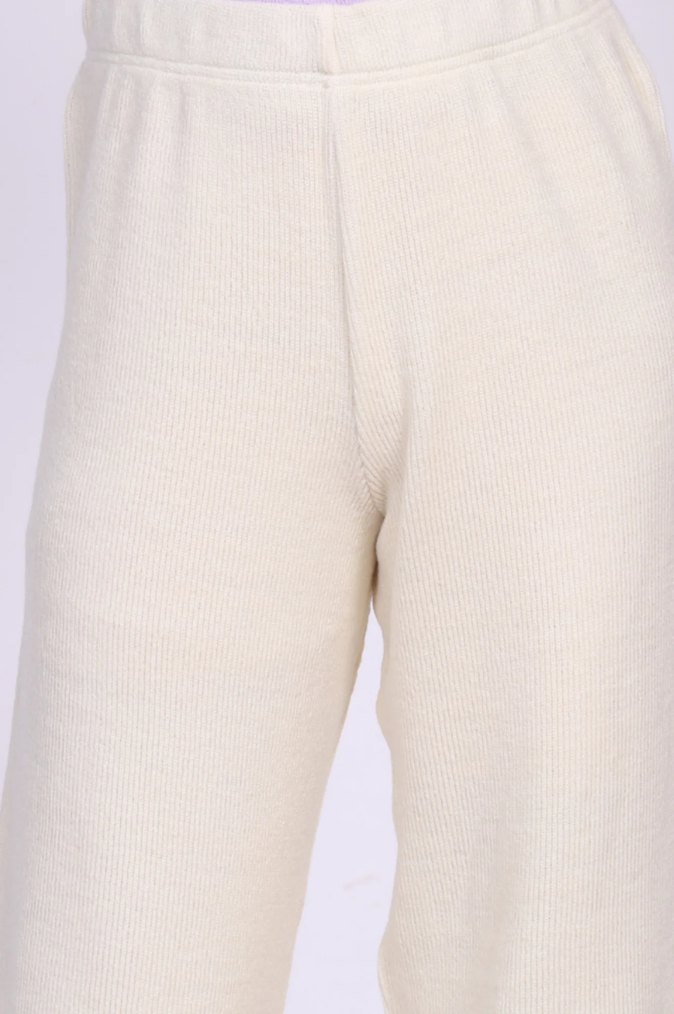 Elleven Women's Off White Solid Acrylic Wide Leg High Rise Palazzo - Image 3