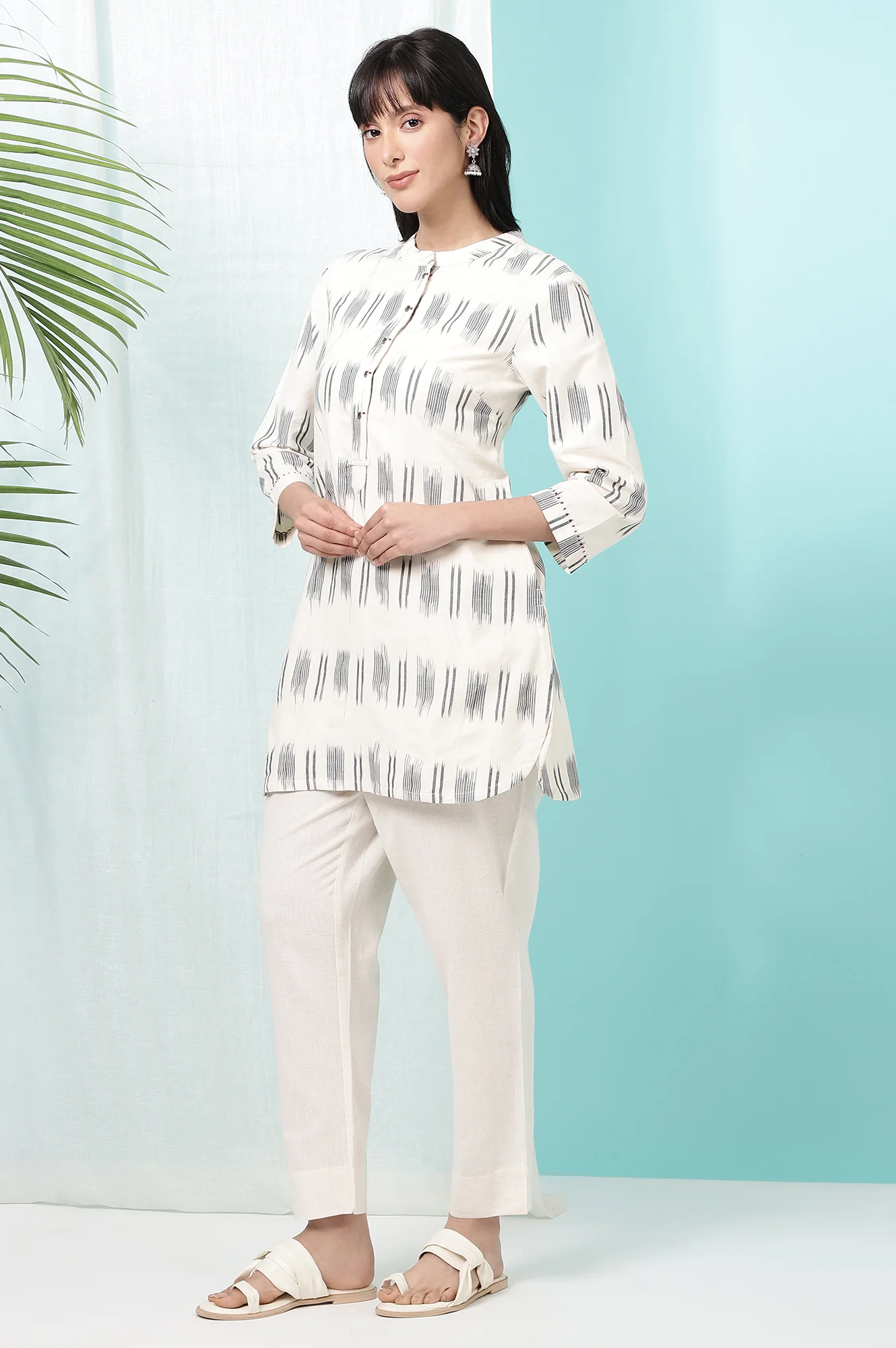 Off-White Yarn Dyed Pure Cotton Tunic - Image 4